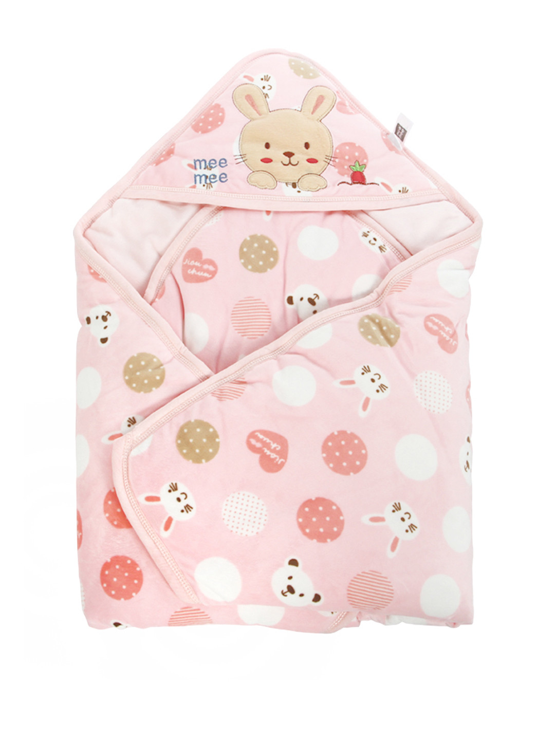 MeeMee Kids Pink Printed Wrapper with Hood