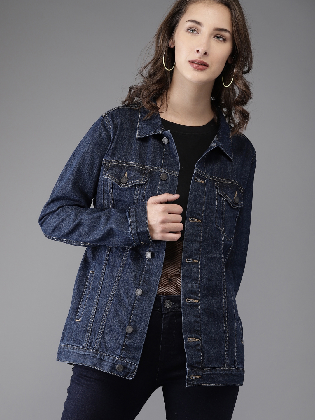 Moda Rapido Women Blue Solid Denim Jacket