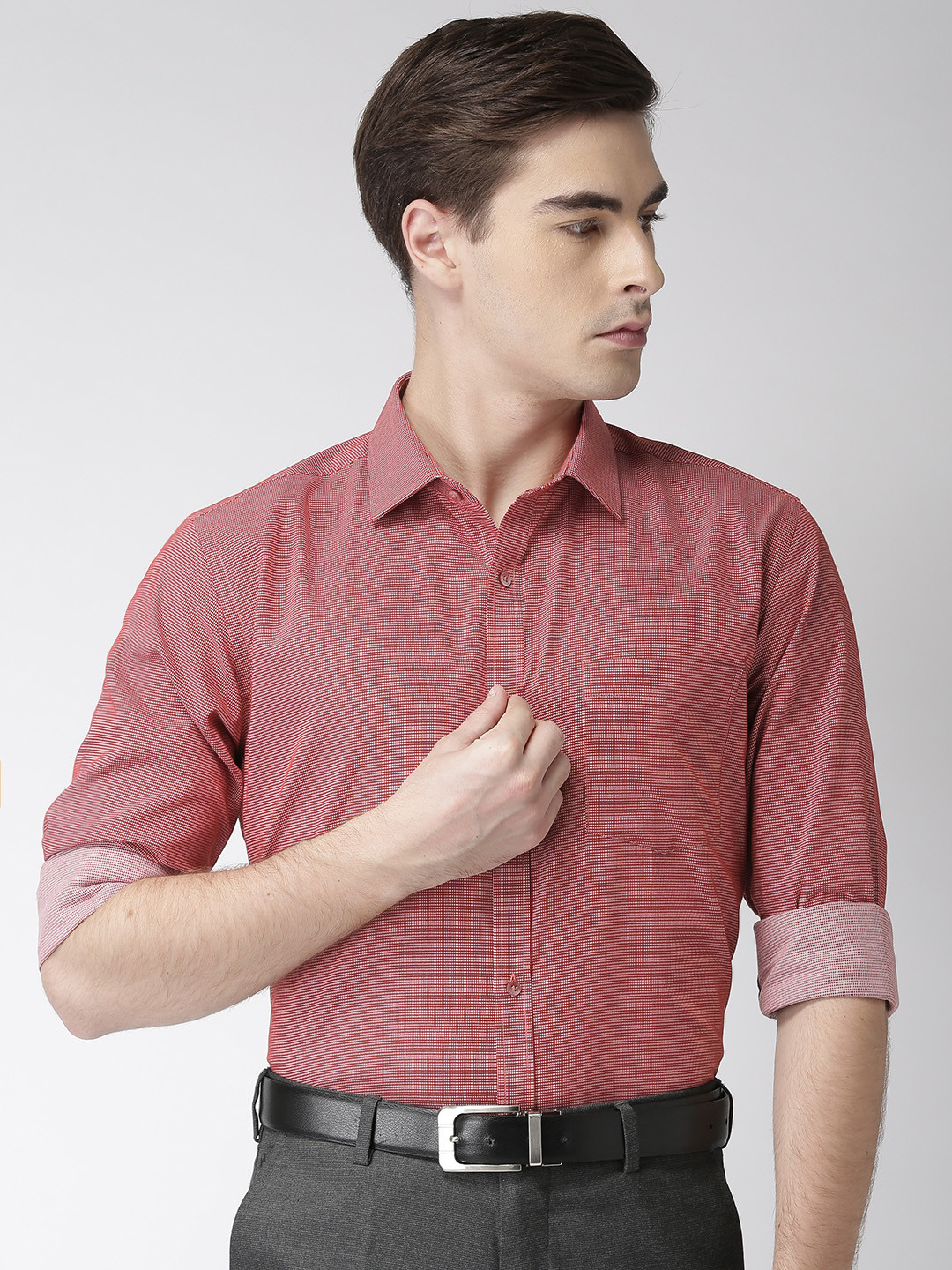 Buy Park Avenue Men Red Slim Fit Self 