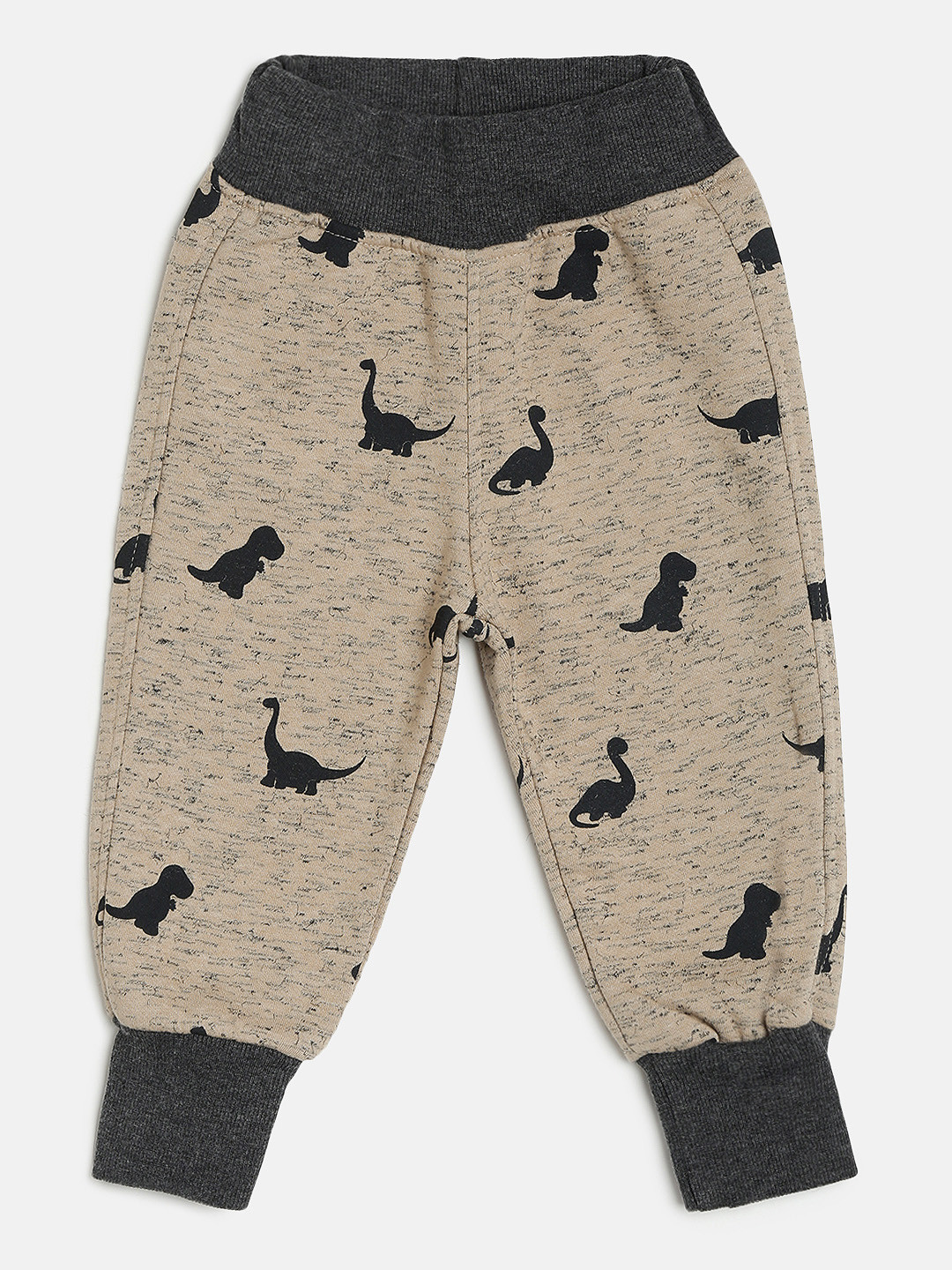 Little Kangaroos Boys Beige Printed Joggers
