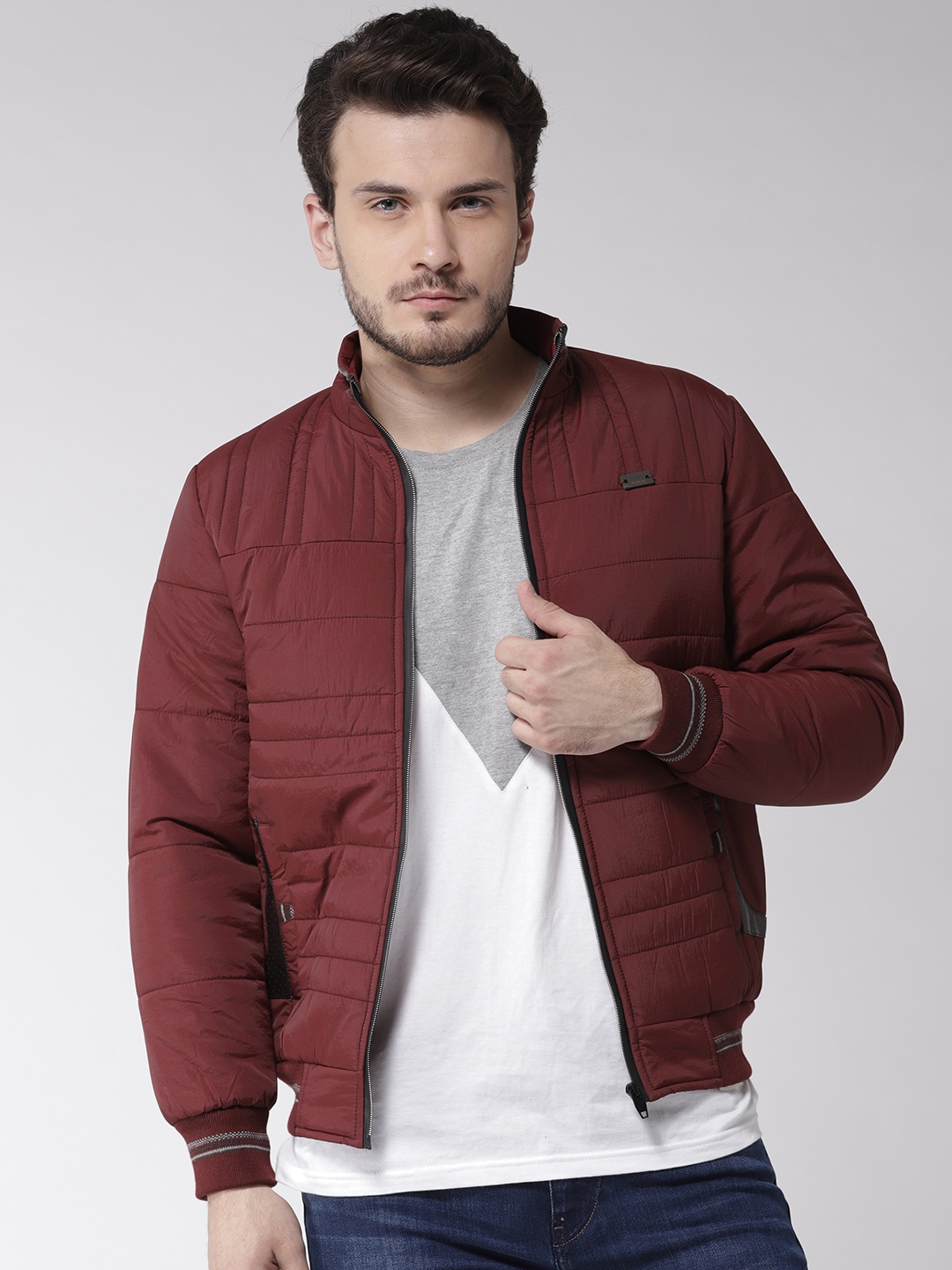 Maroon winter best sale jacket mens