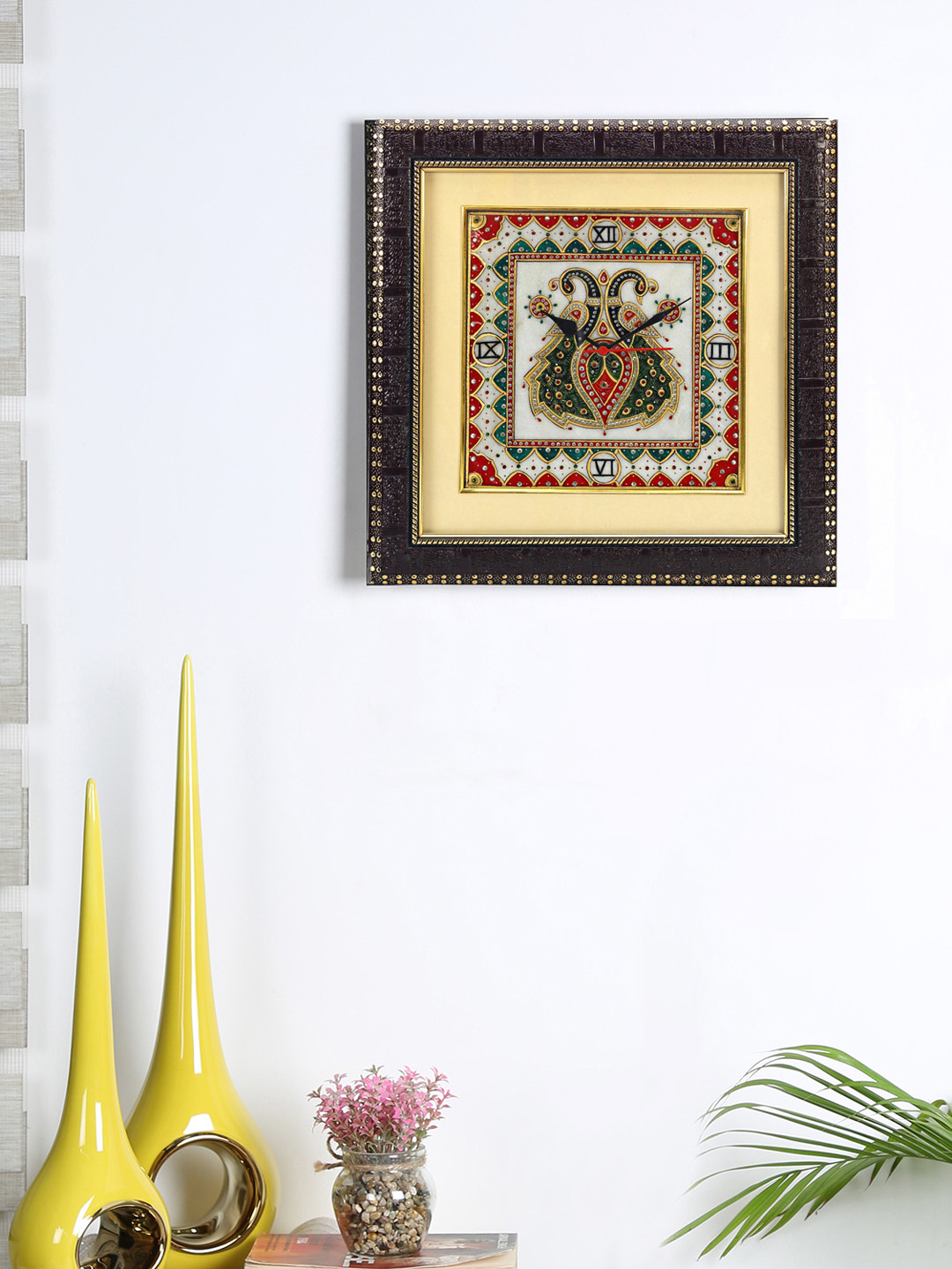 Aapno Rajasthan Aapno Rajasthan Peacock Marble Ethnic Motifs Glossy Wall Hangings-15In