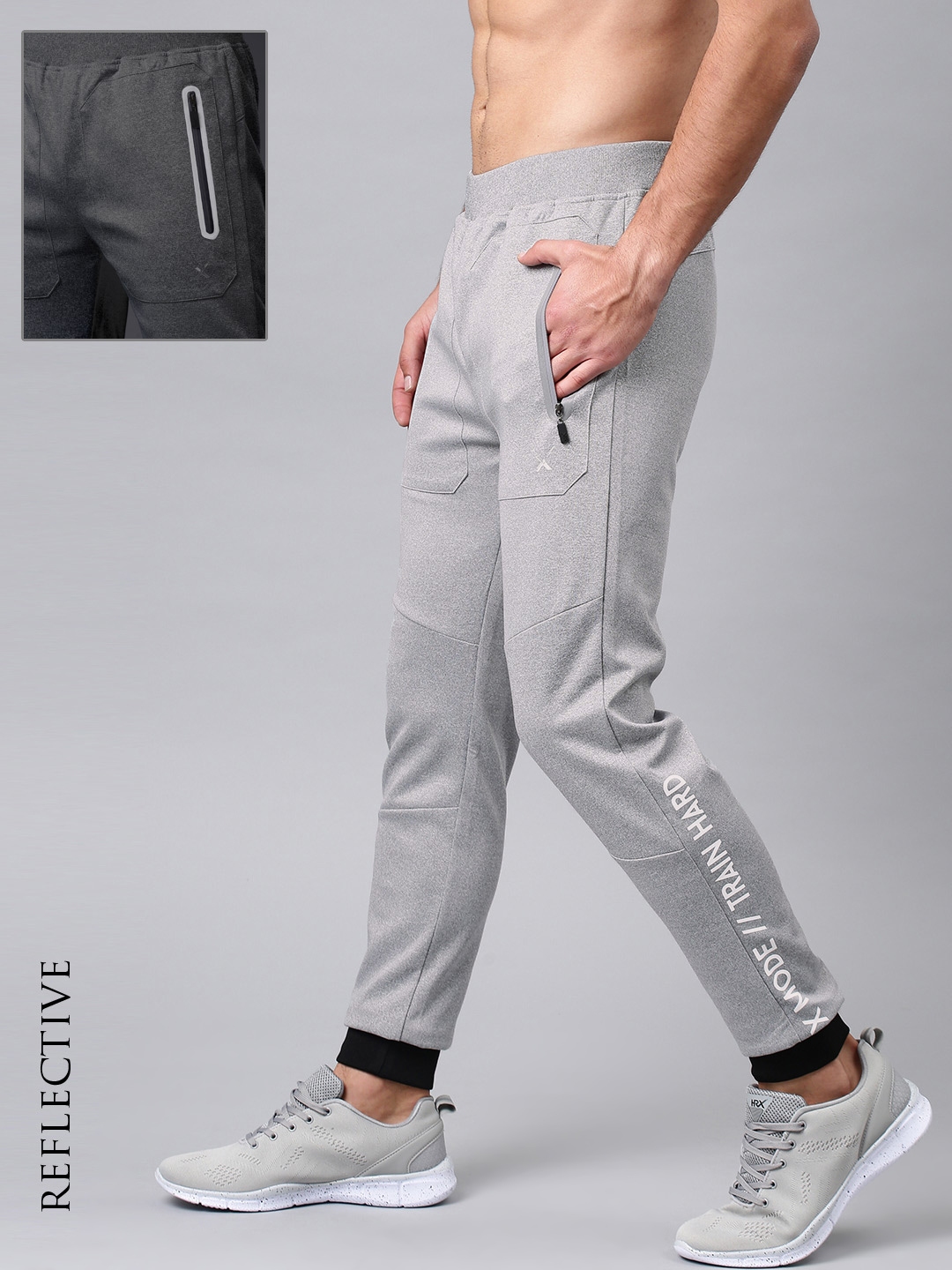 grey reflective elasticated joggers