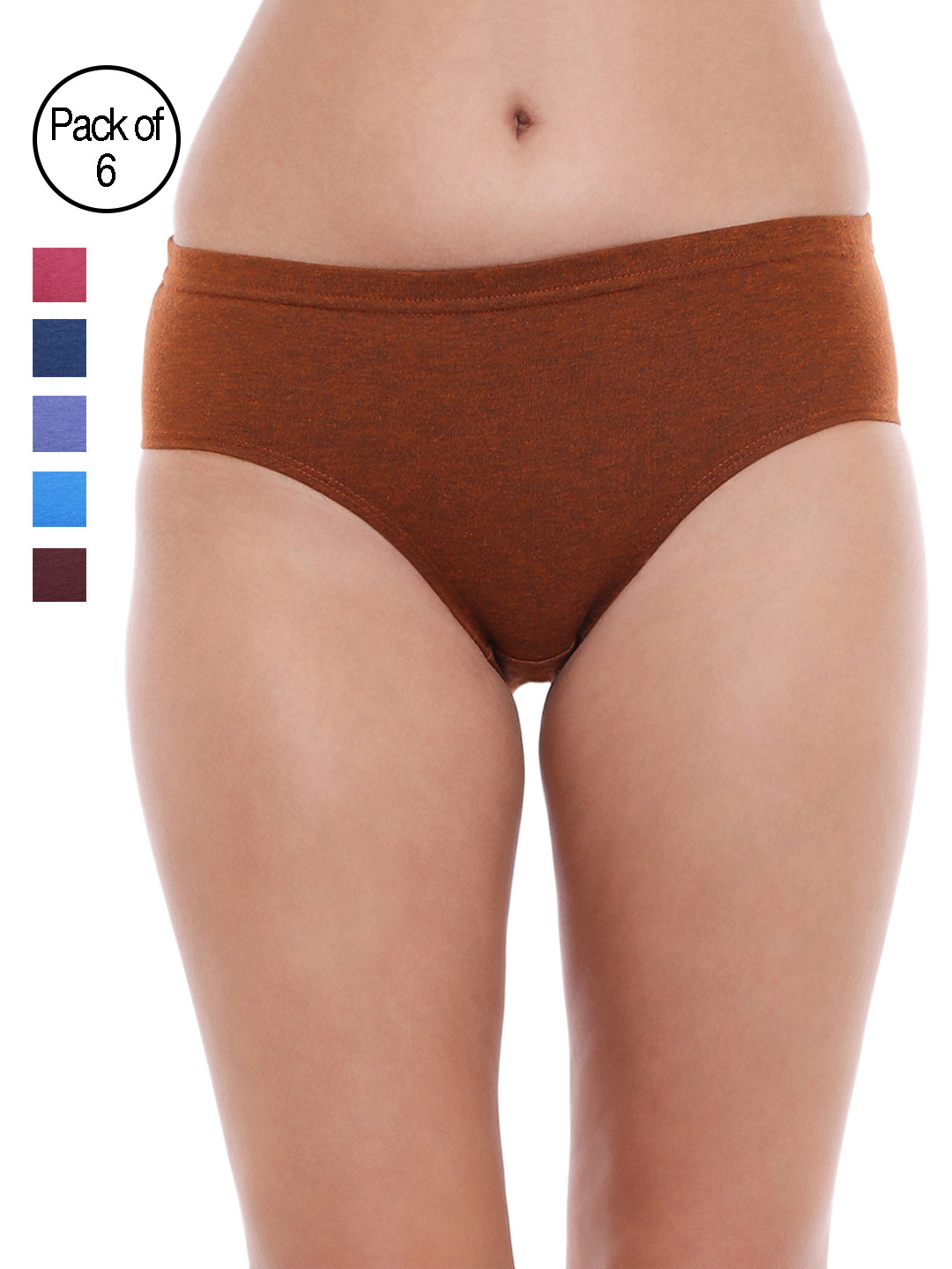 Bodycare Pack of 6 Assorted Cotton Hipster E81