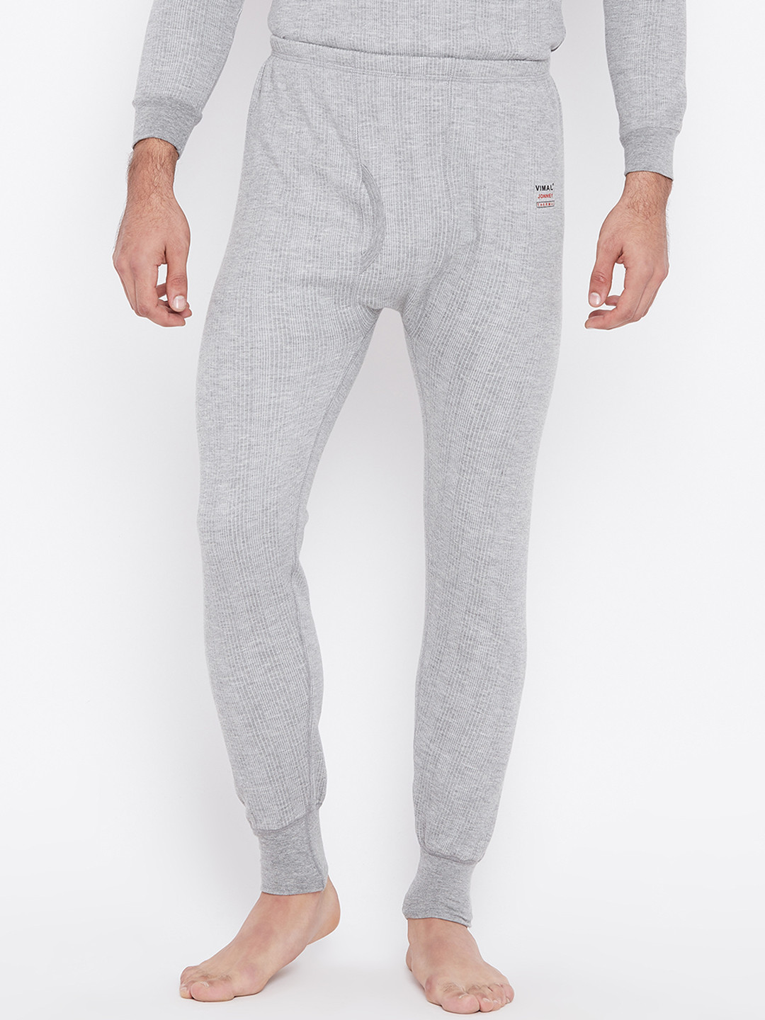 MACK JONNEY Men Grey Melange Thermal Bottoms thermal_lowerMlng_01