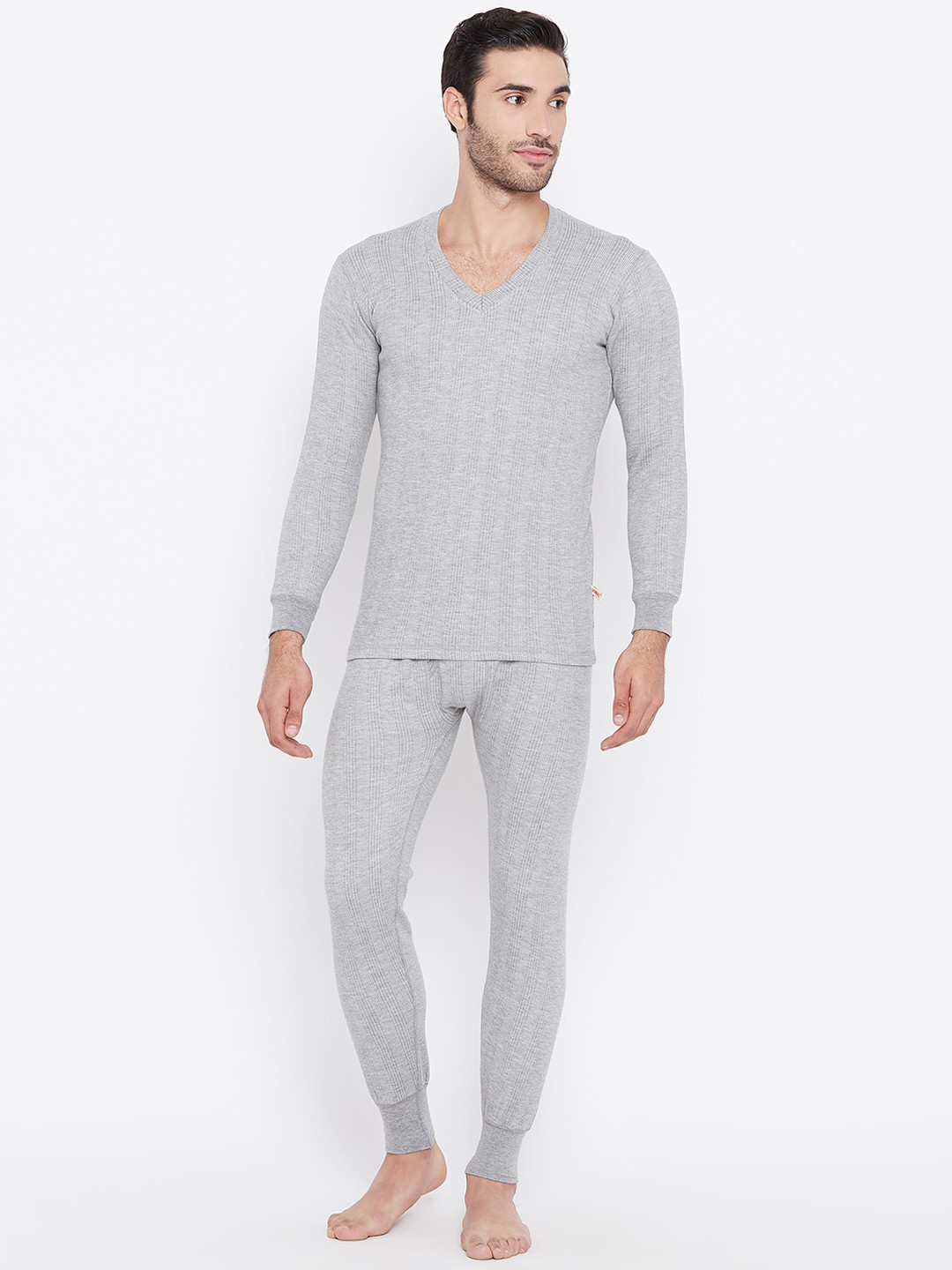 MACK JONNEY Men Grey Melange Thermal Set SETthermal_VNFSMlng_01