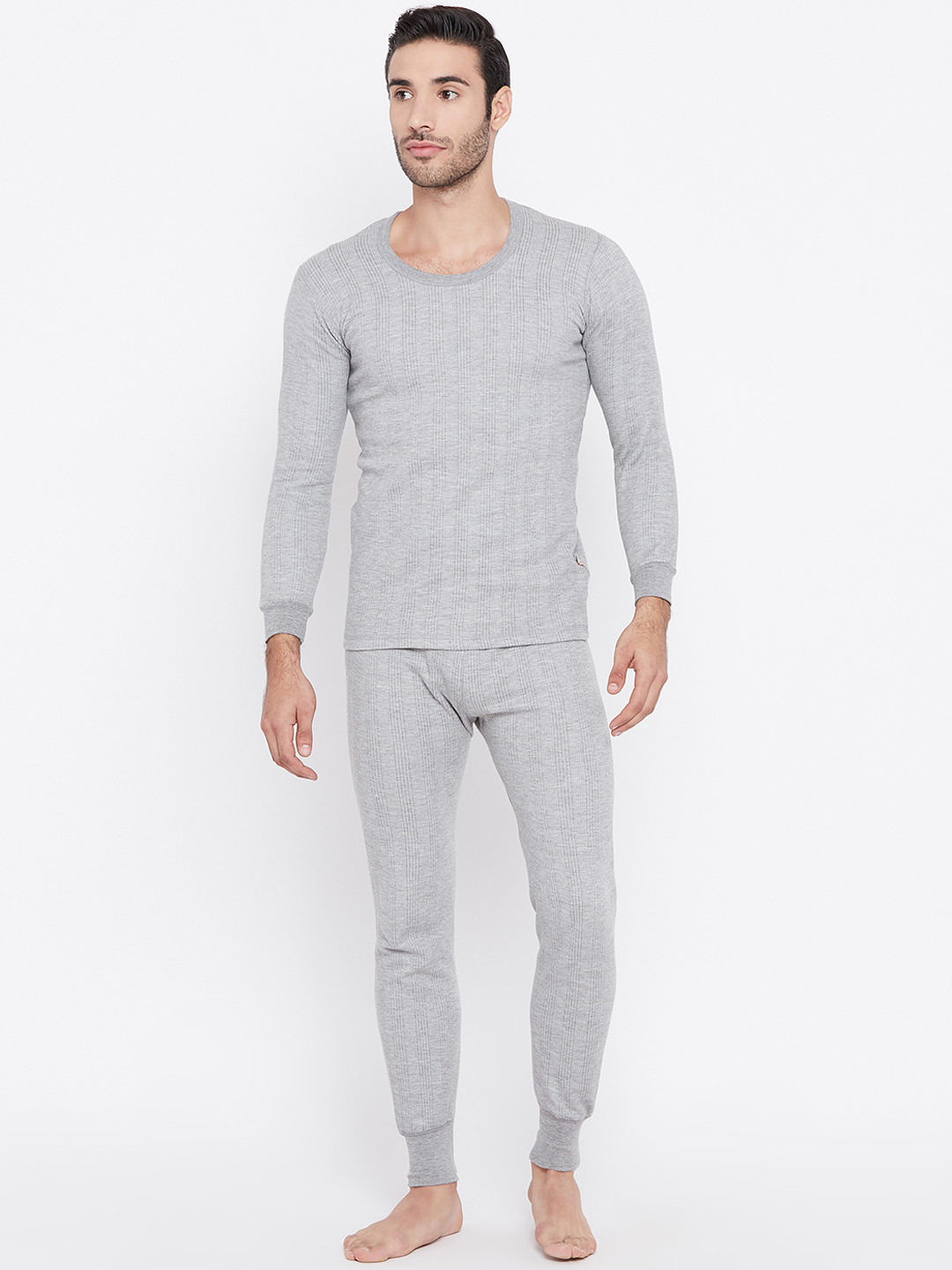 MACK JONNEY Men Grey Melange Thermal Set SETthermal_RNFSMlng_01