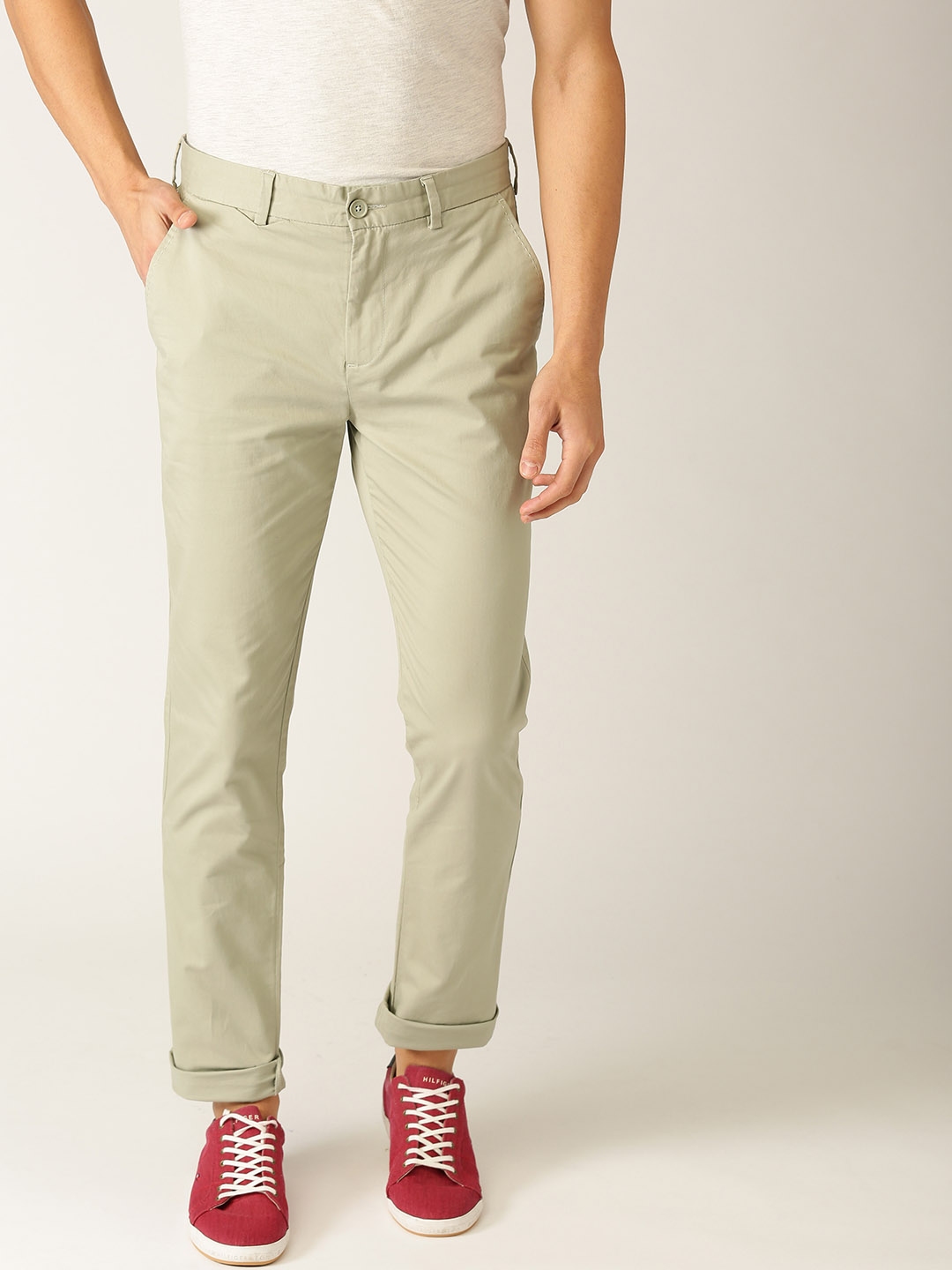 Buy United Colors Of Benetton Men Khaki Slim Chino Trousers  Trousers for  Men 1780592  Myntra