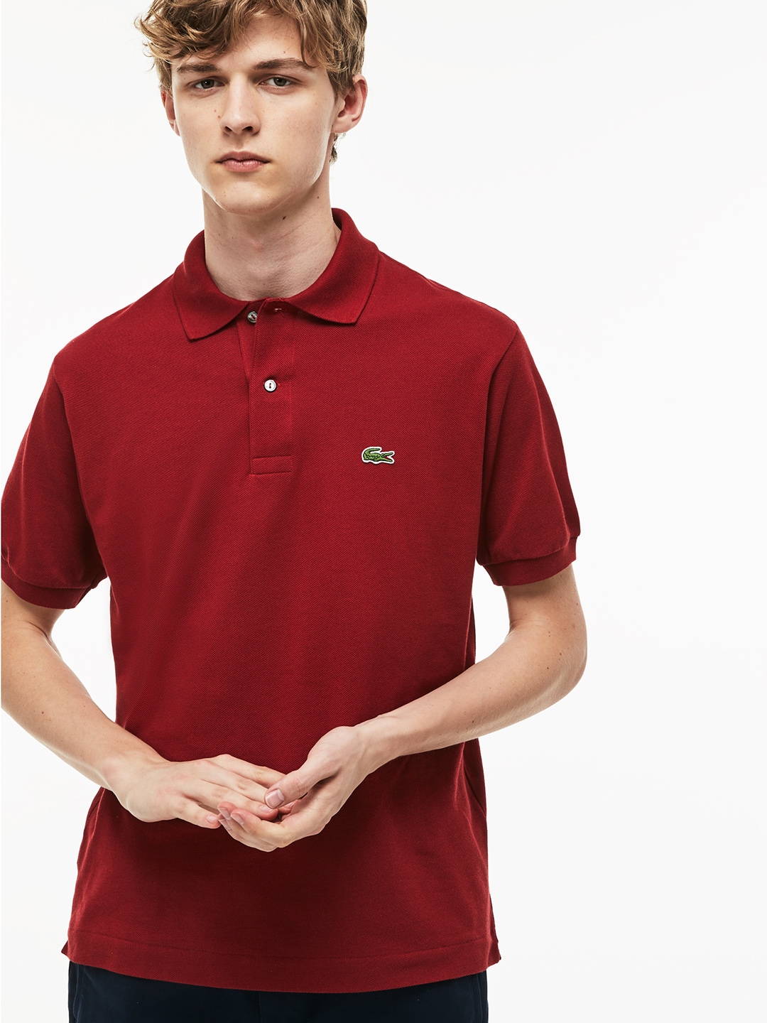 mens red lacoste t shirt