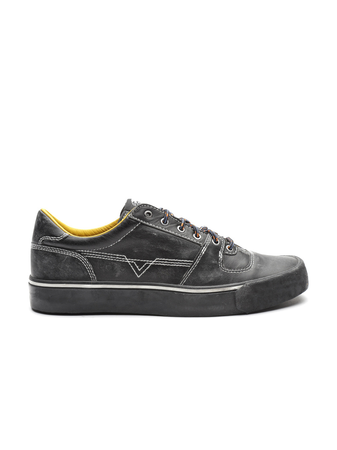diesel black leather sneakers