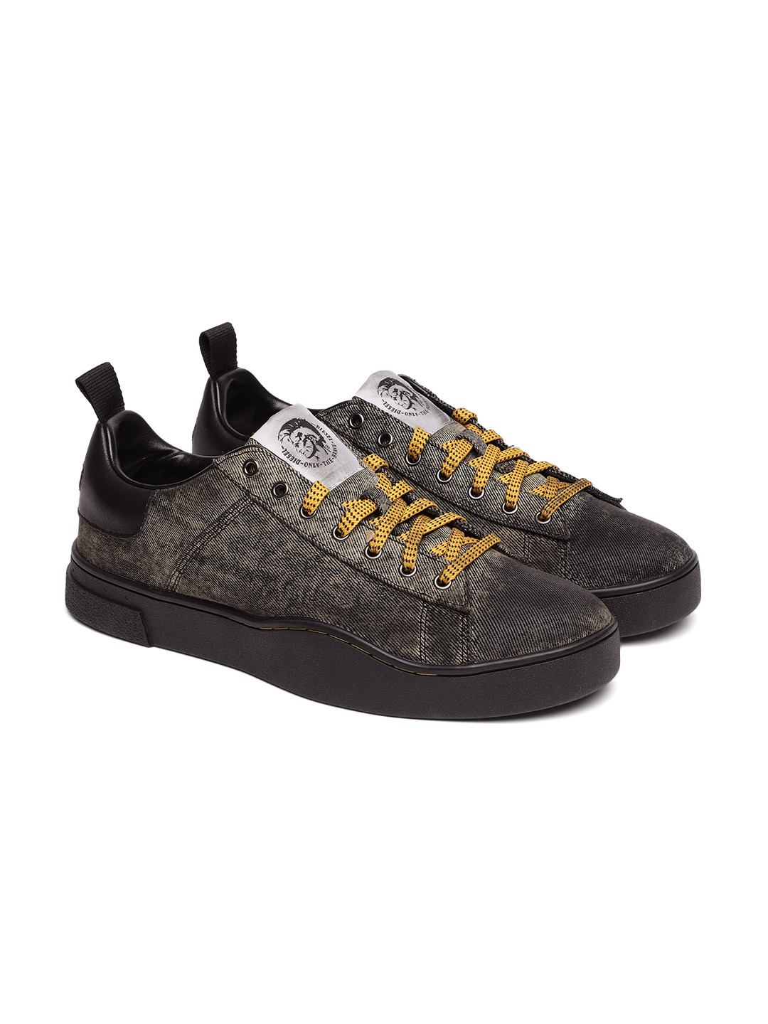 Buy DIESEL Men Black \u0026 Yellow Sneakers 