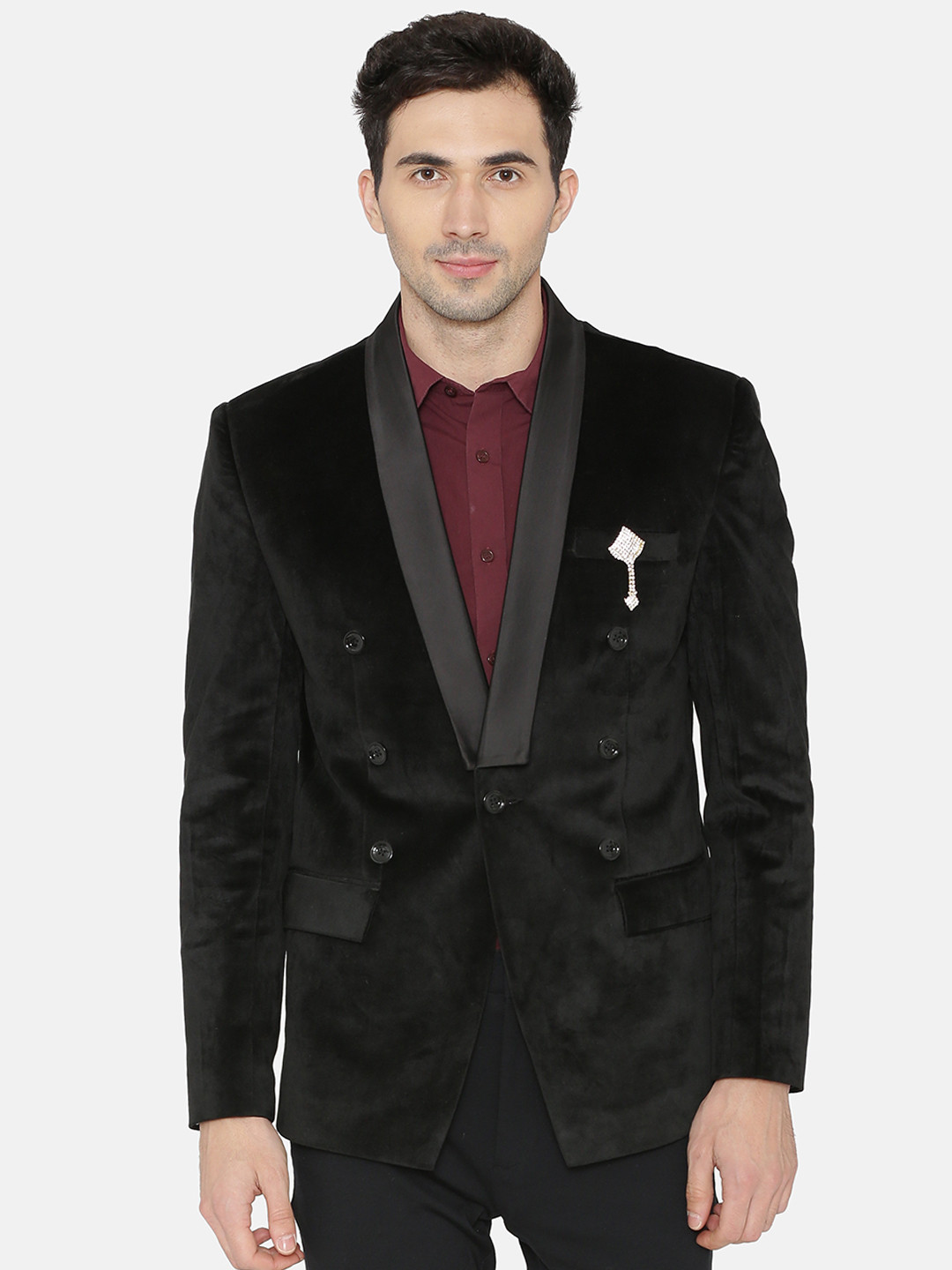 Wintage Men Black Single-Breasted Tuxedo Blazer