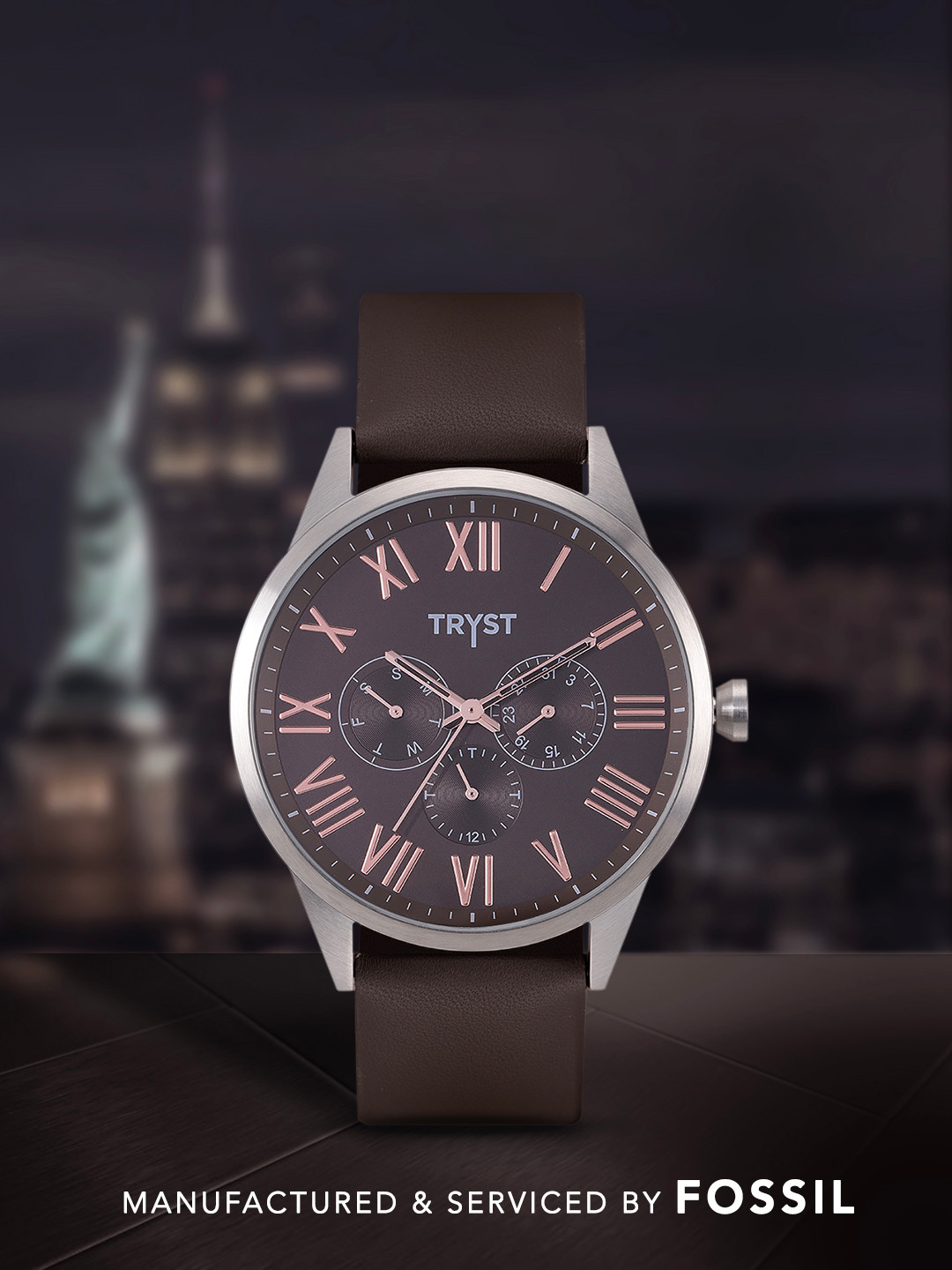 Serviced By Fossil Men Brown Watch 