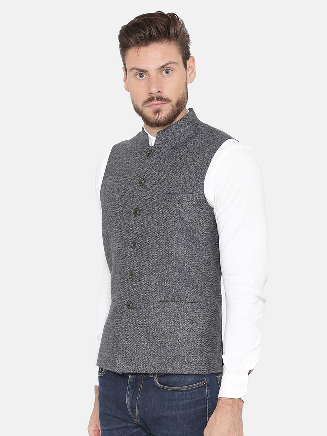 Men's Nehru Jacket Solid Pattern Blazer Party Wear Jacket Top Waistcoat