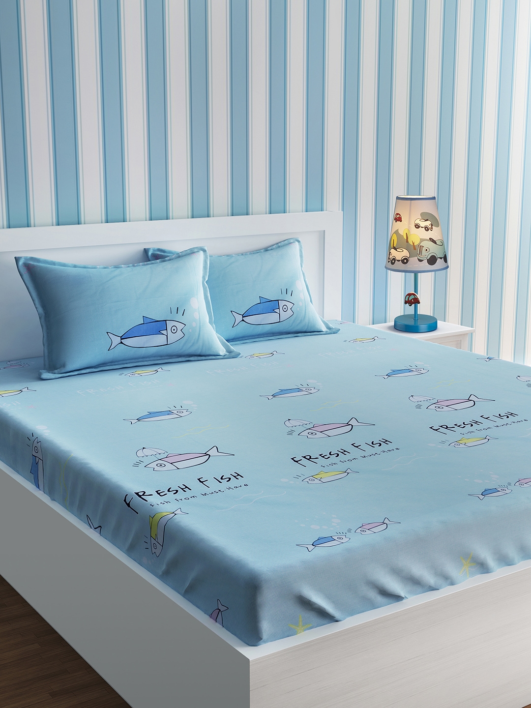 Buy URBAN DREAM Blue & Black Cartoon Characters Double Bedsheet With 2  Pillow Covers - Bedsheets for Unisex Kids 7740260 | Myntra