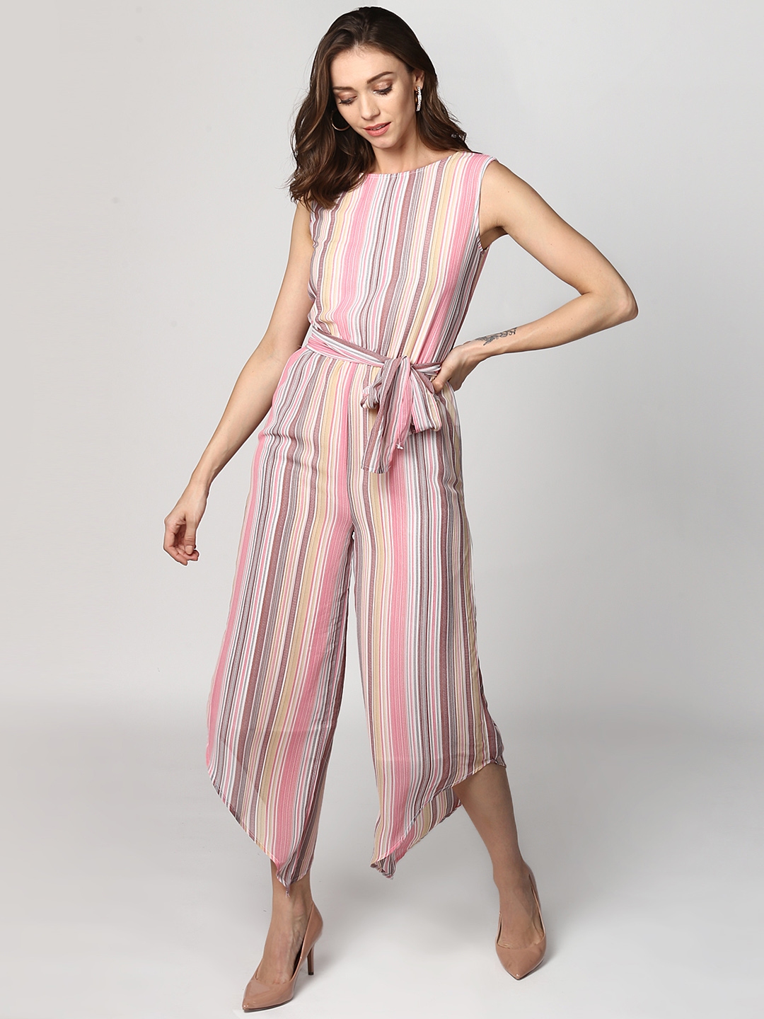 Buy StyleStone Multicoloured Striped Capri Jumpsuit - Jumpsuit for Women  7740896