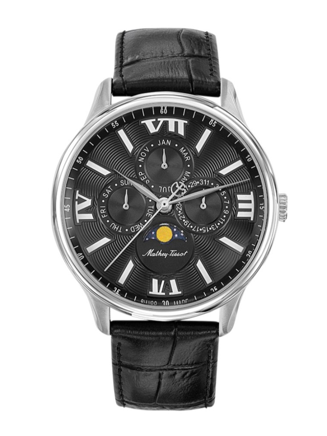 Buy Mathey Tissot Swiss Made Men Edmond Moon Phase Black Dial