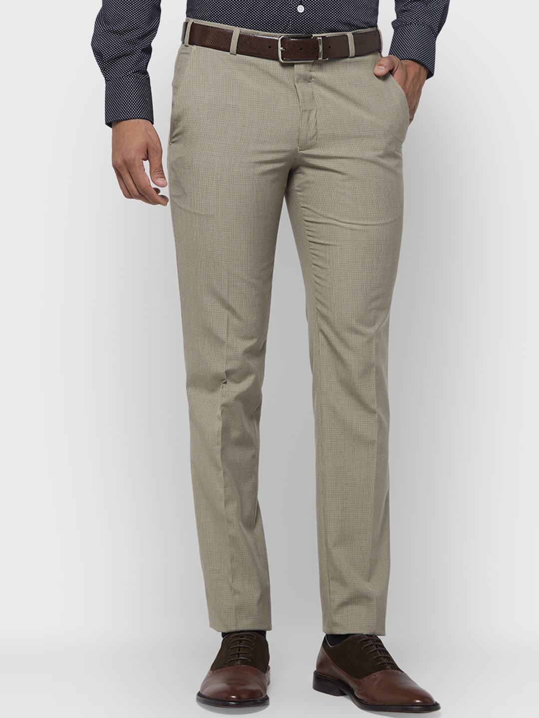 Buy Men Navy Check Slim Fit Formal Trousers Online  811025  Peter England