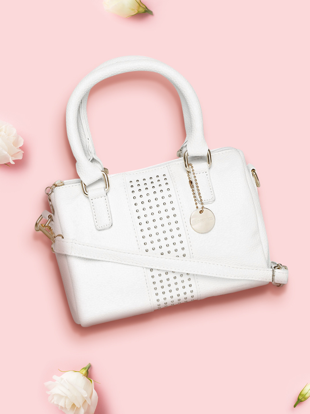Lino Perros White Handheld Bag with Detachable Sling Strap