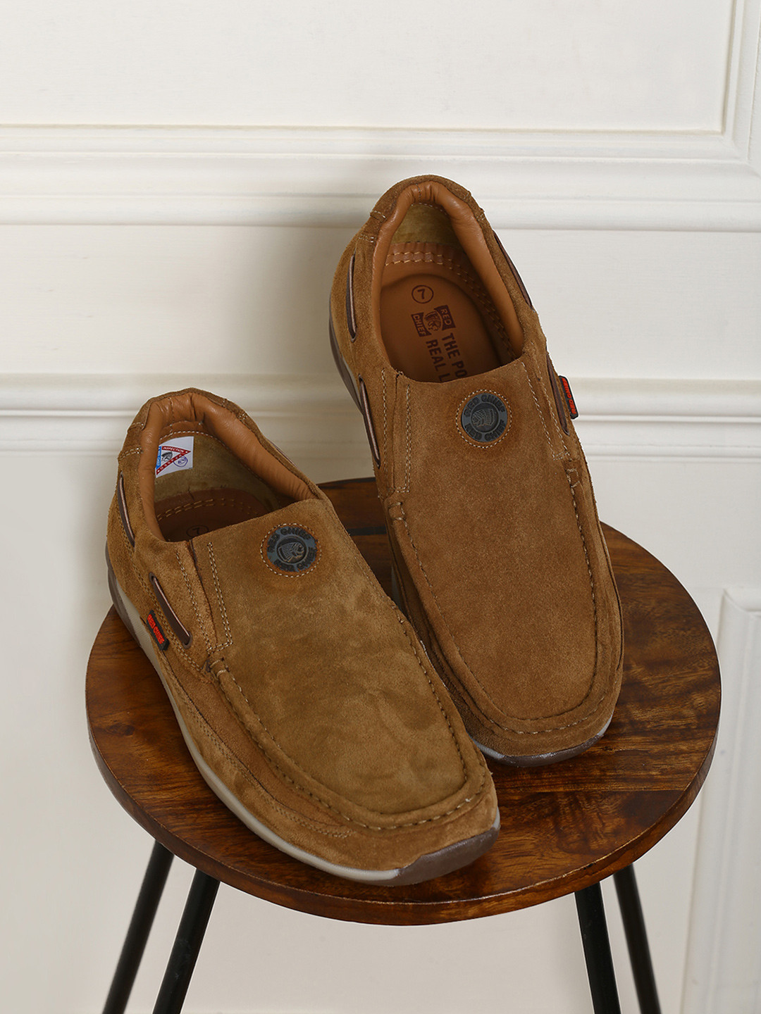 Red Chief Men Rust Leather Casual Slip-On Loafers