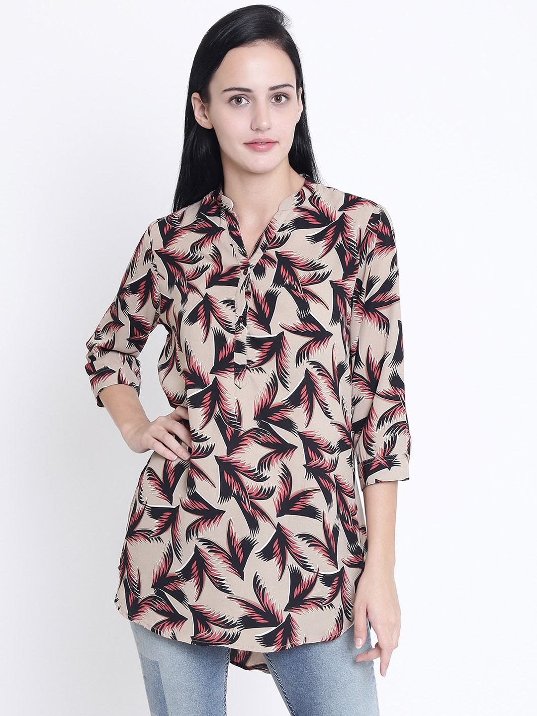 Crimsoune Club Beige Printed Tunic