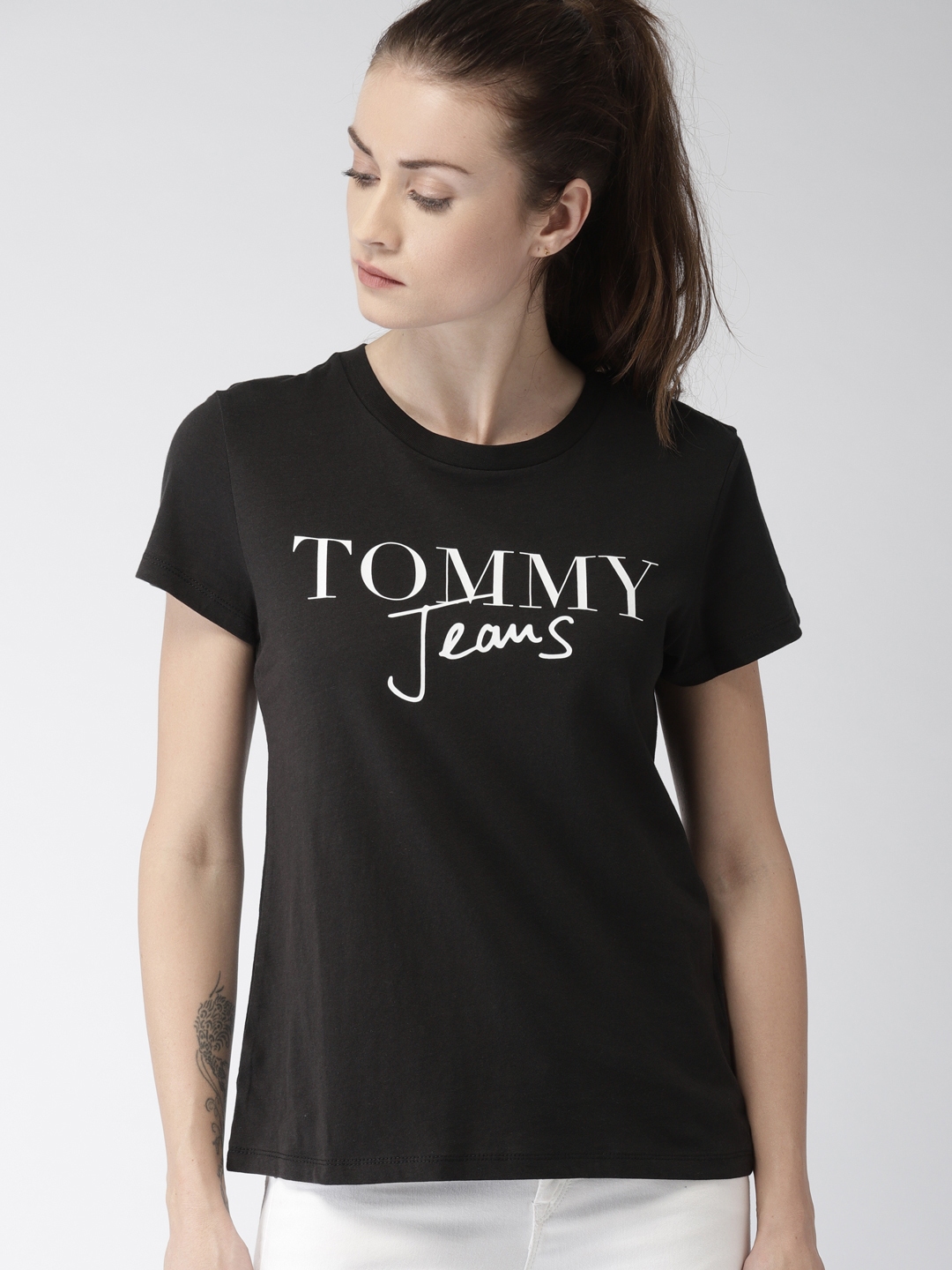 womens black tommy hilfiger t shirt