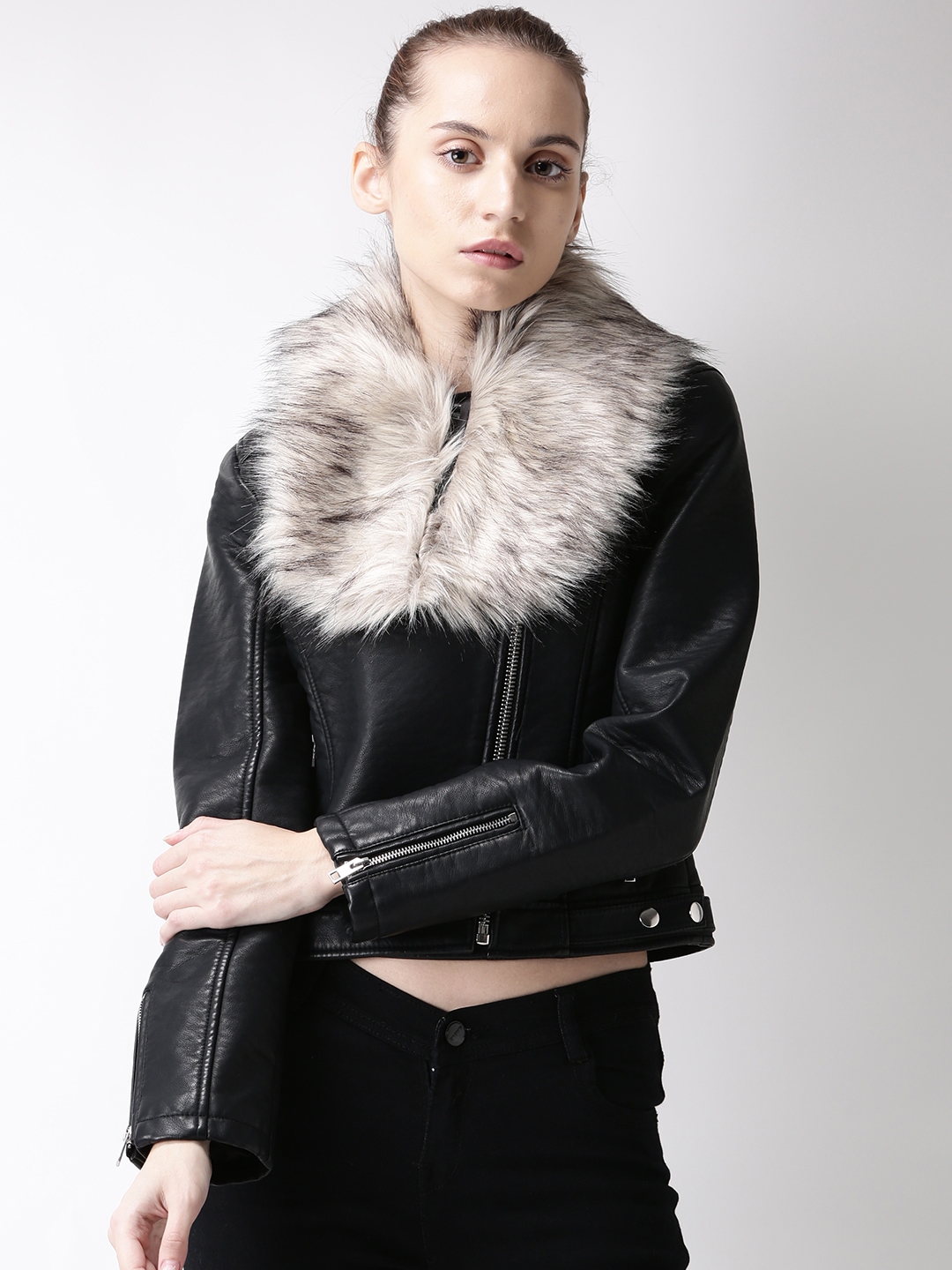 Fur sales collar jacket