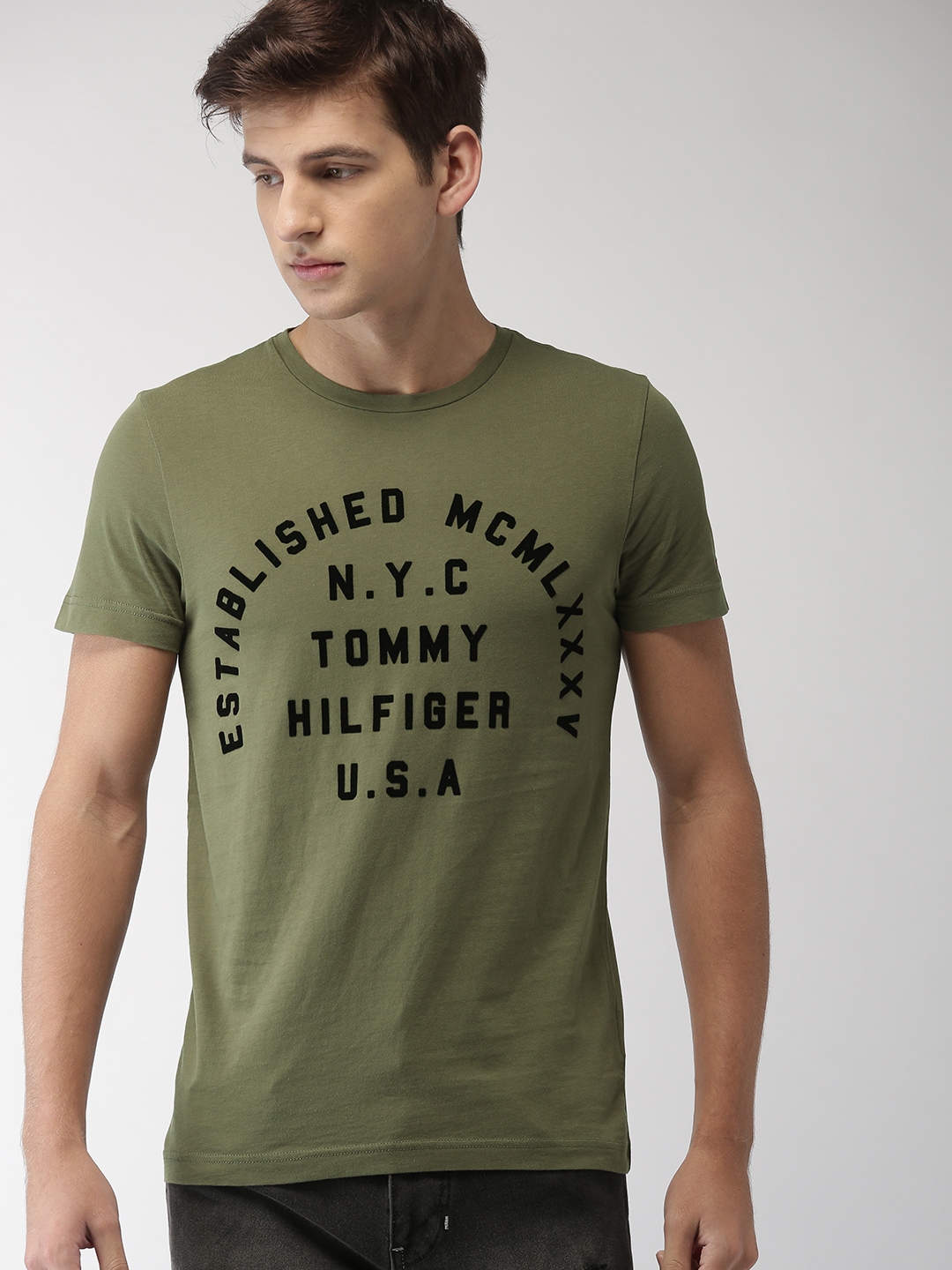 olive green tommy hilfiger t shirt