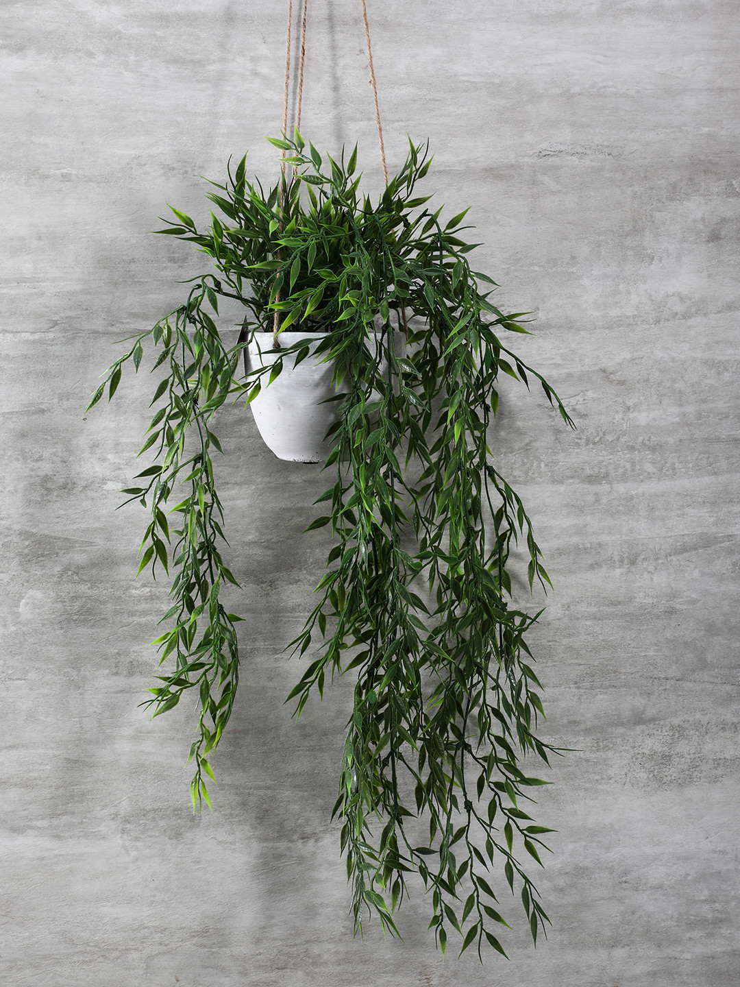 Pure Home and Living Green & White Hanging Leafy Plant