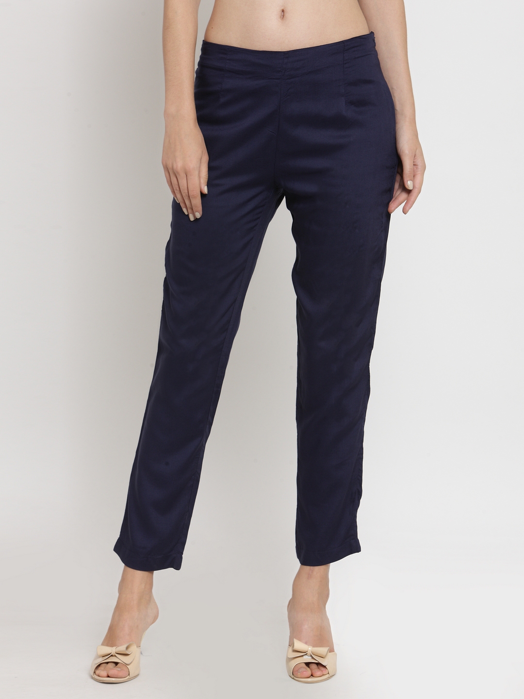 Buy Dollar Missy Women Pack of 2 Straight Fit Solid Cigarette Trousers Navy  and White Online at Best Prices in India  JioMart