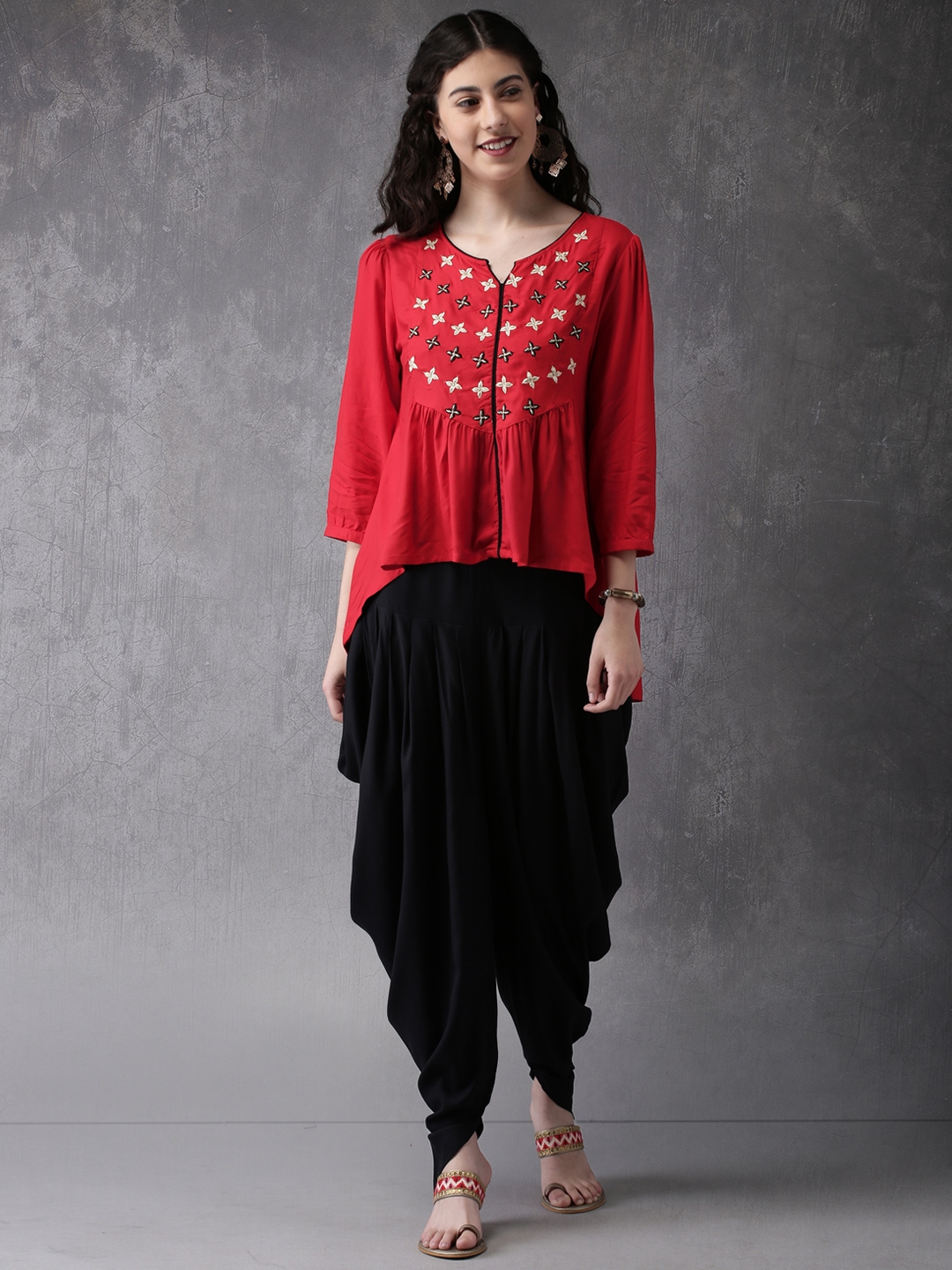 Buy Red Floral Embellished Kurti With Patiala Salwar Set by LITTLECHEER at  Ogaan Online Shopping Site