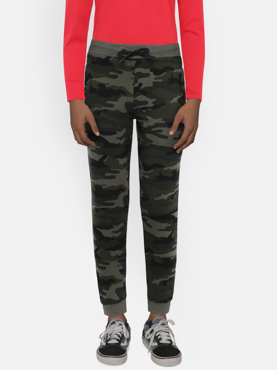 Octave Boys Olive Green Camouflage Print Joggers