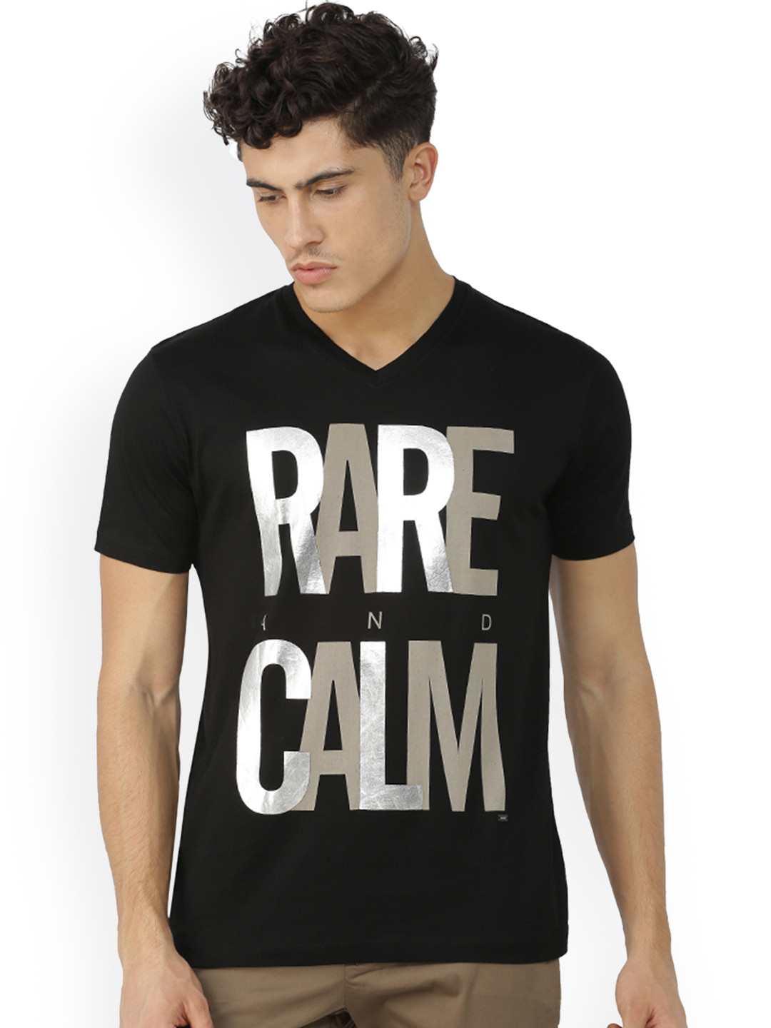 Buy RARE RABBIT Men Black Printed V 