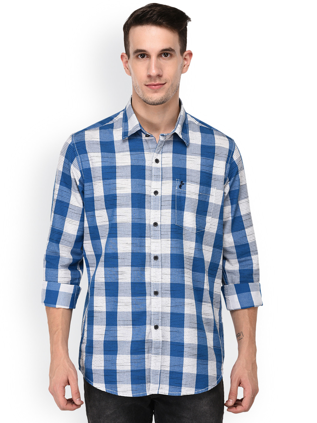 Buy SKY WATER Men White \u0026 Blue Slim Fit 