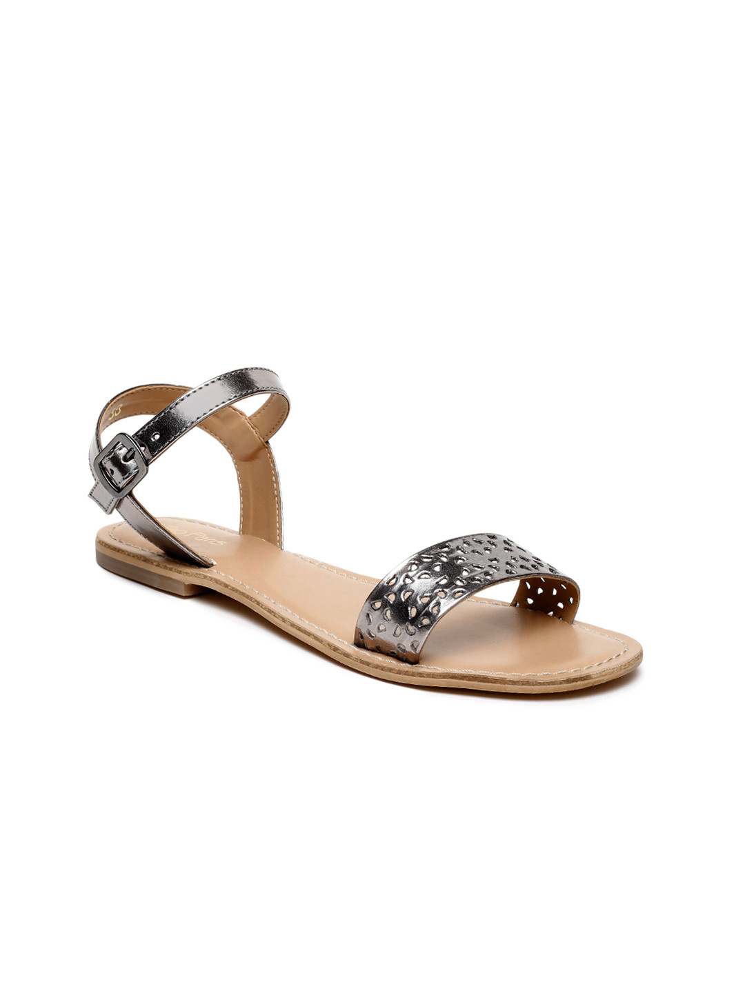 Tao Paris Women Silver-Toned Solid Open Toe Flats