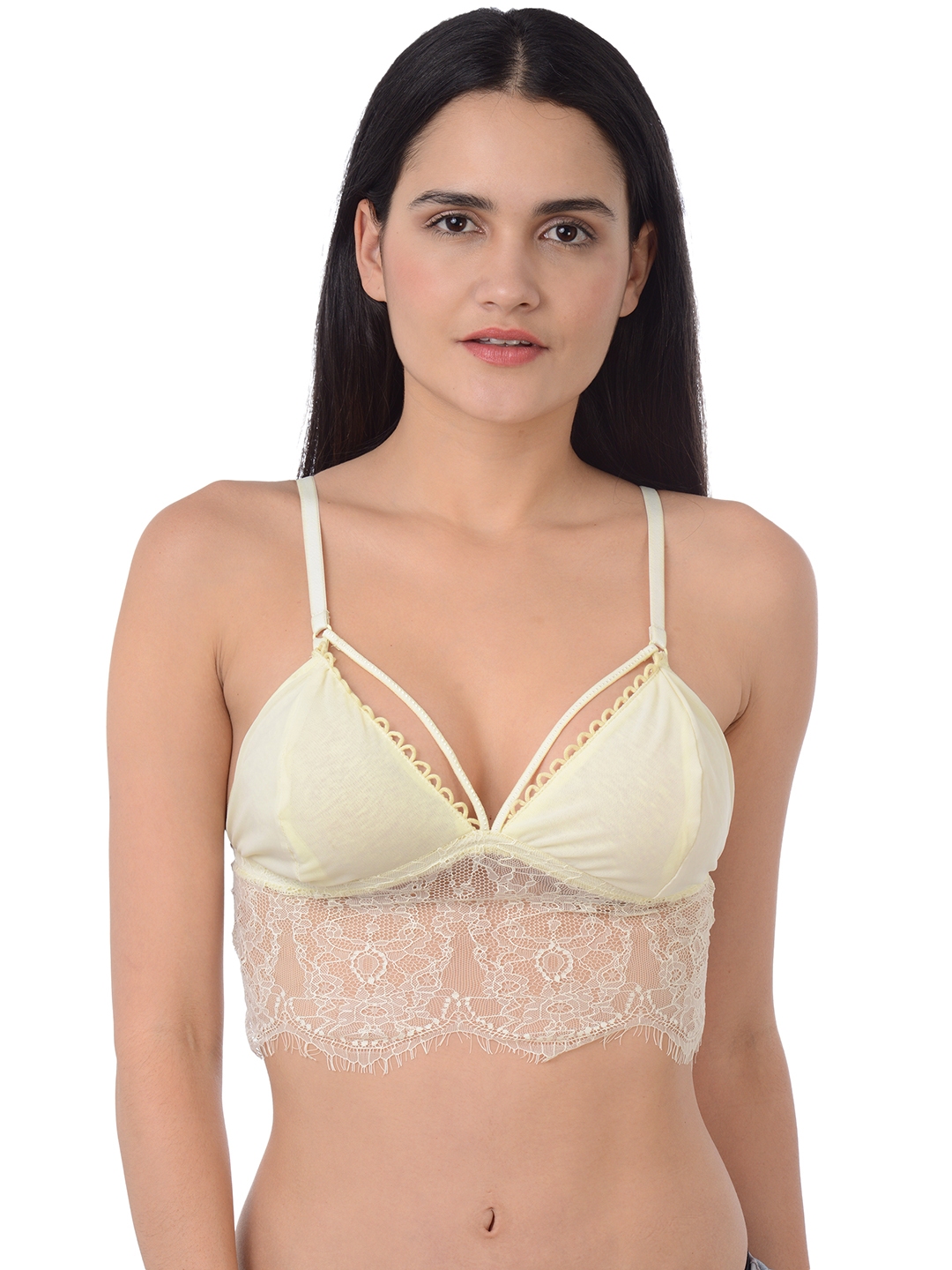 Buy Da Intimo Mustard Yellow Solid Non Wired Non Padded Bralette