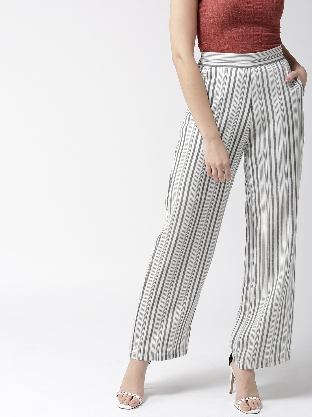 striped parallel pants