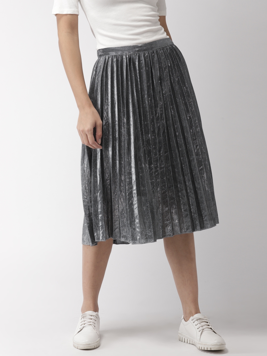 Forever 21 metallic pleated skirt sale