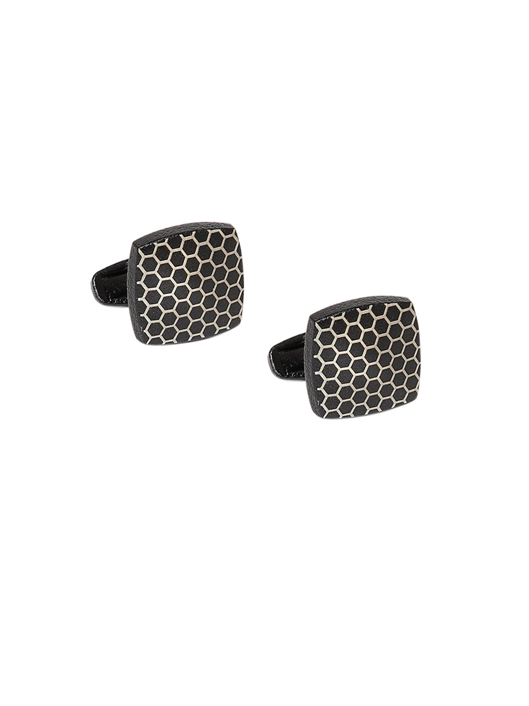 Alvaro Castagnino Black & Brown Square Textured Cufflinks