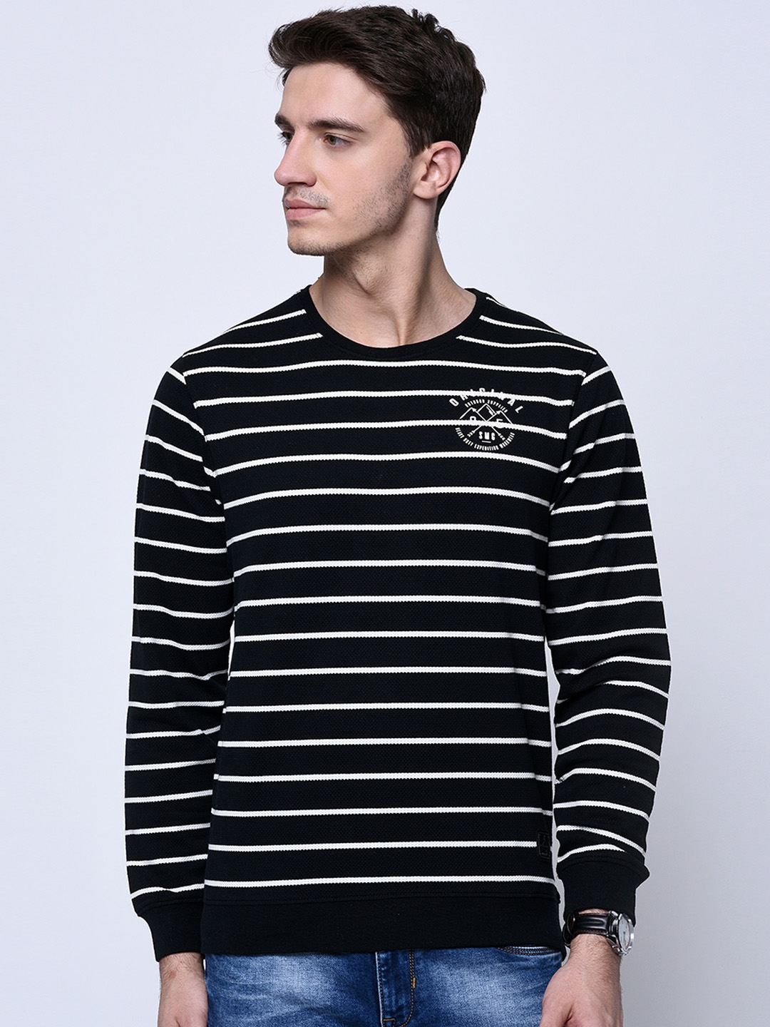 Black and white outlet striped sweatshirt mens