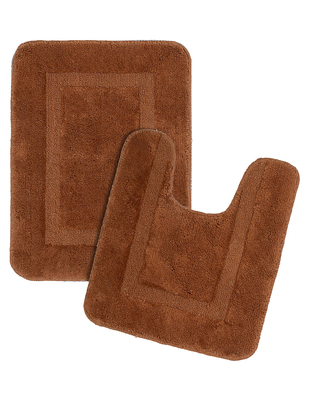 Saral Home Brown Cotton Bath Rug & Contour