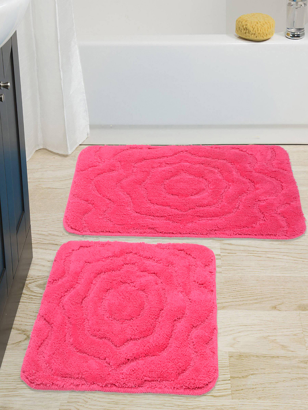 Saral Home Pink Cotton Bath Rug & Contour