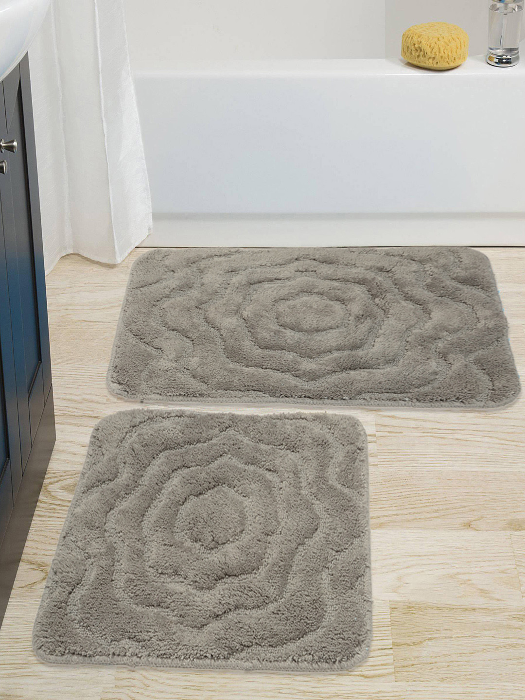 Saral Home  Set of 2 Grey Bath Rug & Contour