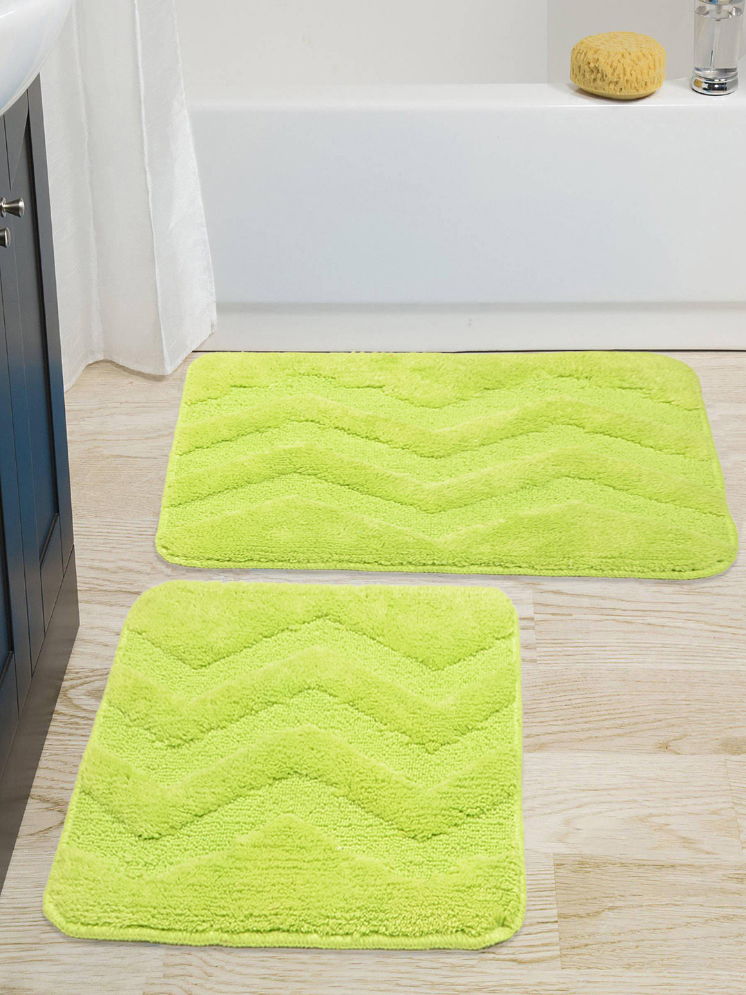 Saral Home Green Cotton Bath Rug & Contour
