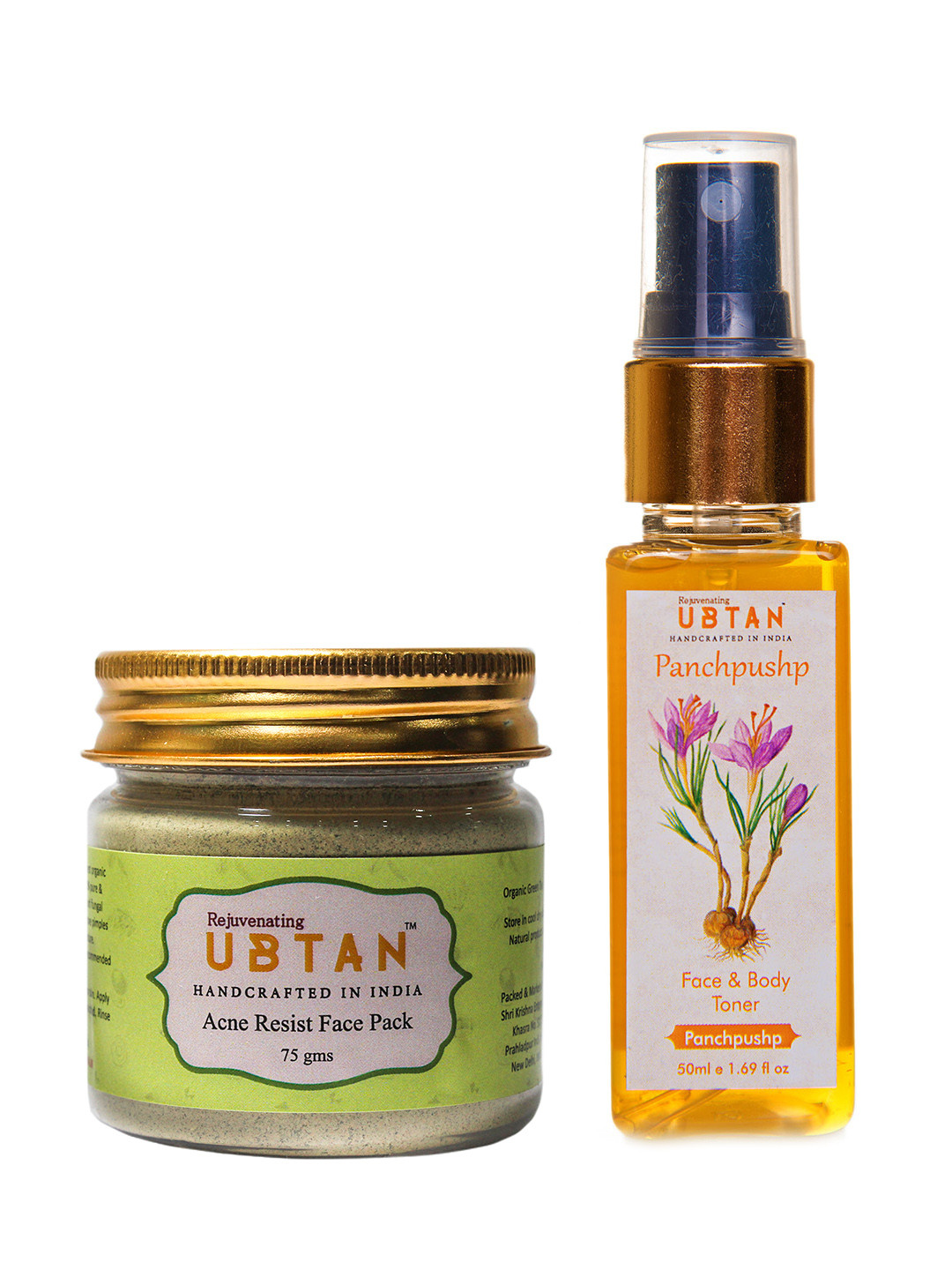 Rejuvenating UBTAN Acne Resist Face Pack and Panchpushp Water Toner