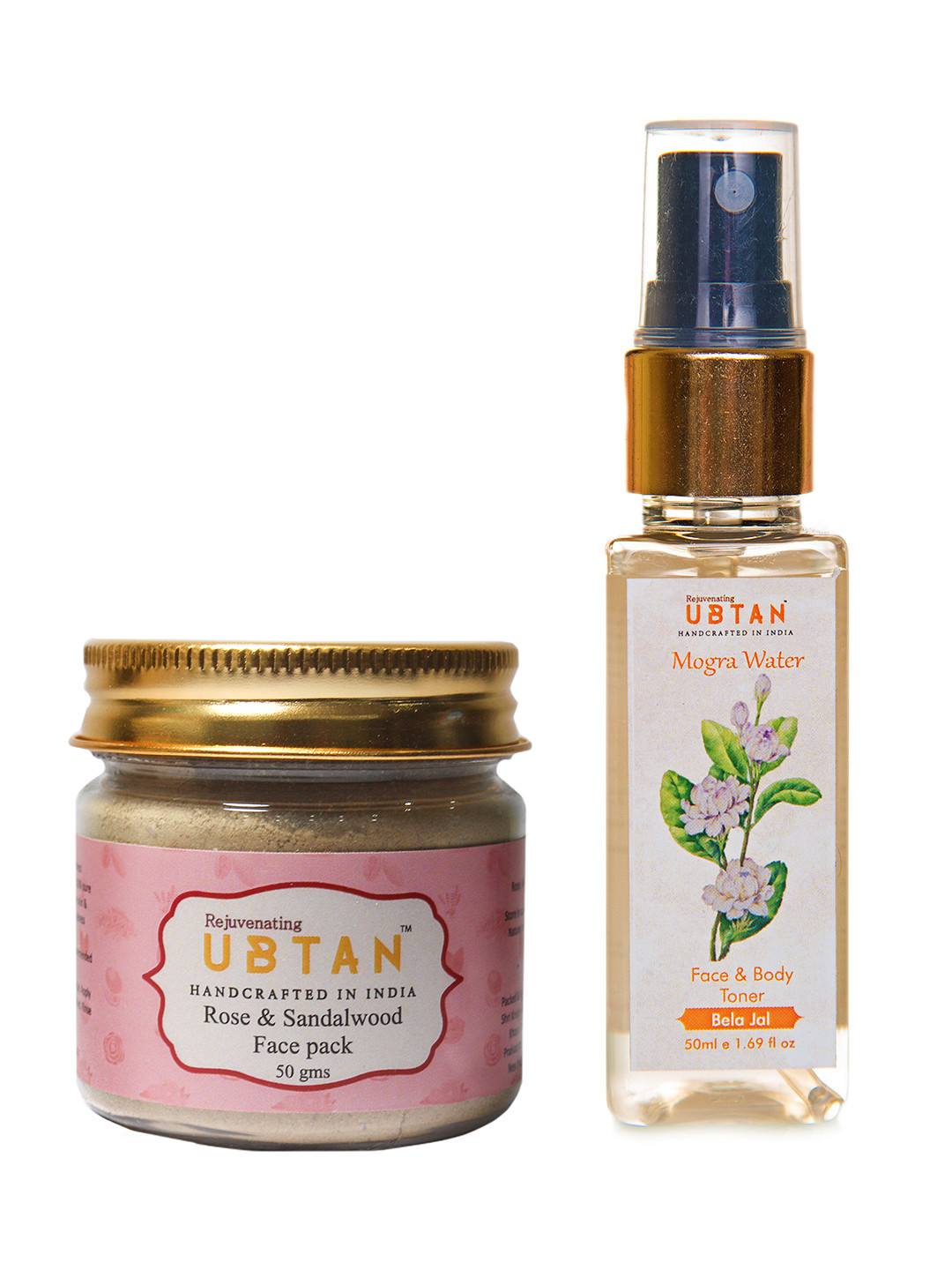 Rejuvenating UBTAN Rose & Sandalwood Face Pack & Mogra Water Toner