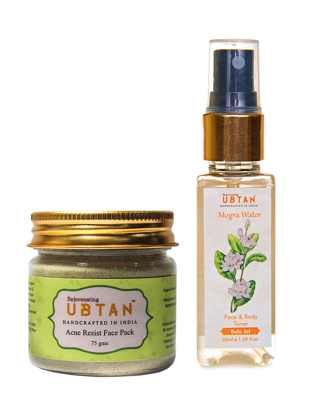 Rejuvenating UBTAN Acne Resist Face Pack and Mogra Water Toner