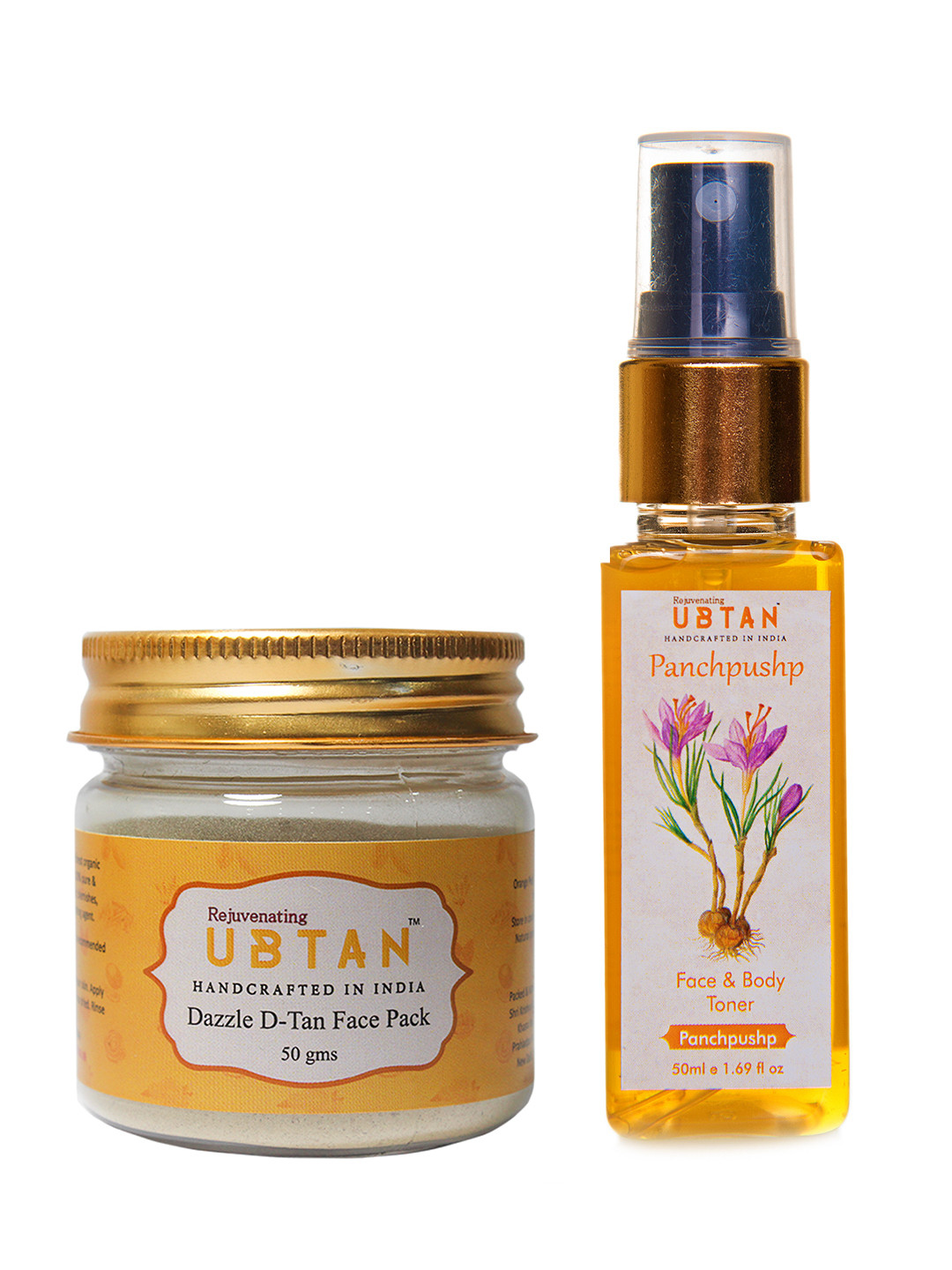 Rejuvenating UBTAN Dazzle D-Tan Face Pack and Panchpushp Water Toner 50 gm & 50 ml