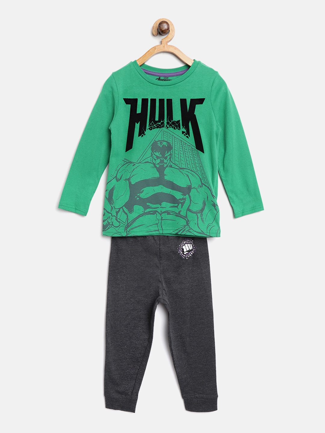 Buy Marks Spencer Boys Green Charcoal Grey Hulk Print Night