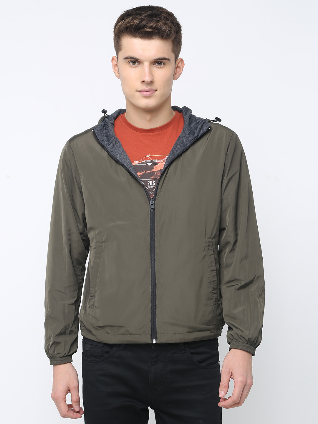 Basics Men Olive Green Solid Tailored Jacket